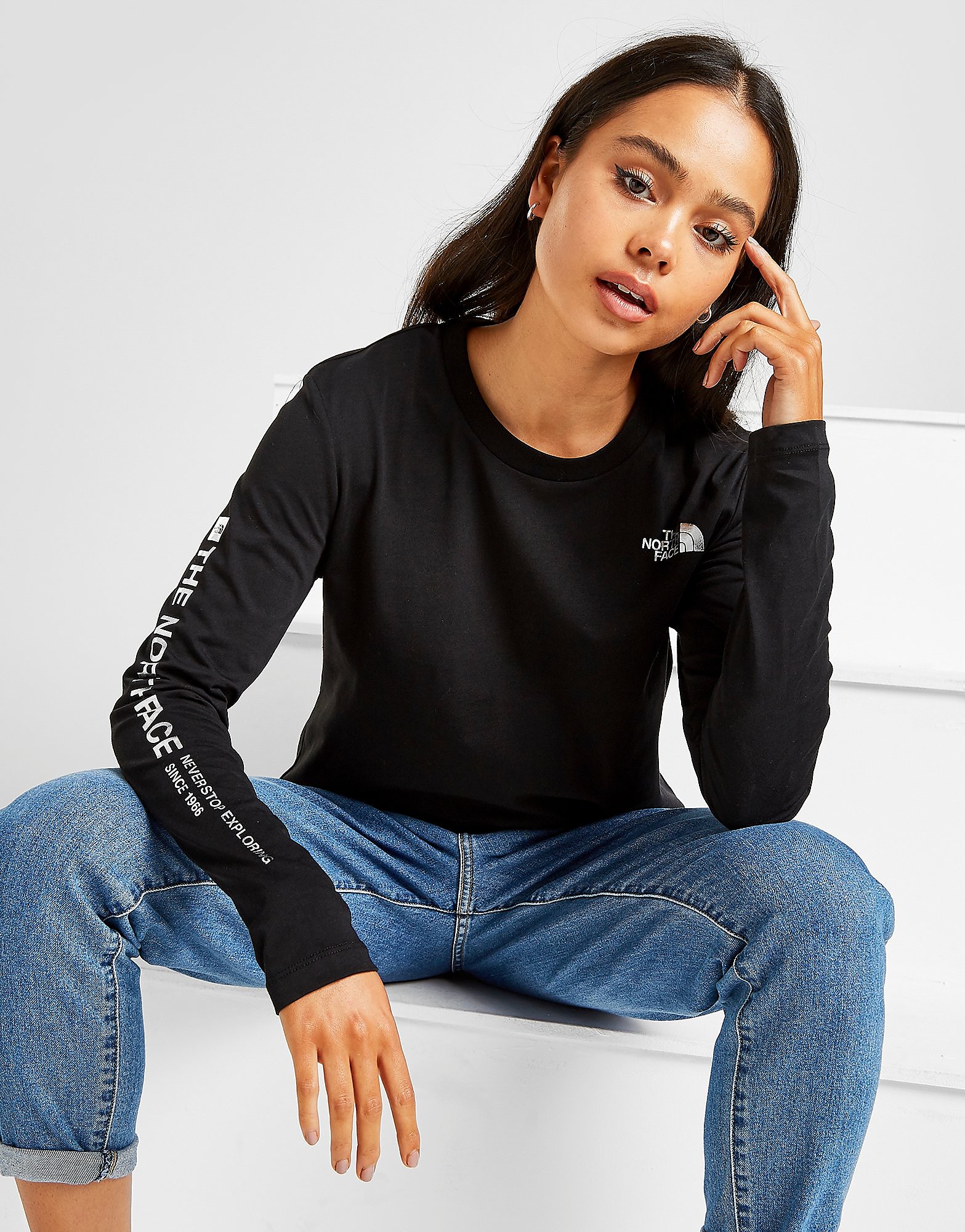 

The North Face Long Sleeve Logo T-Shirt - Only at JD - Black/Silver - Womens, Black/Silver