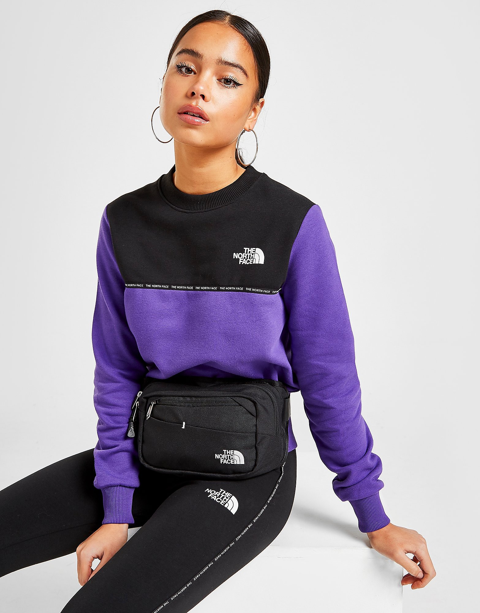 

The North Face Tape Fleece Crew Sweatshirt - Only at JD - Purple/Black - Womens, Purple/Black