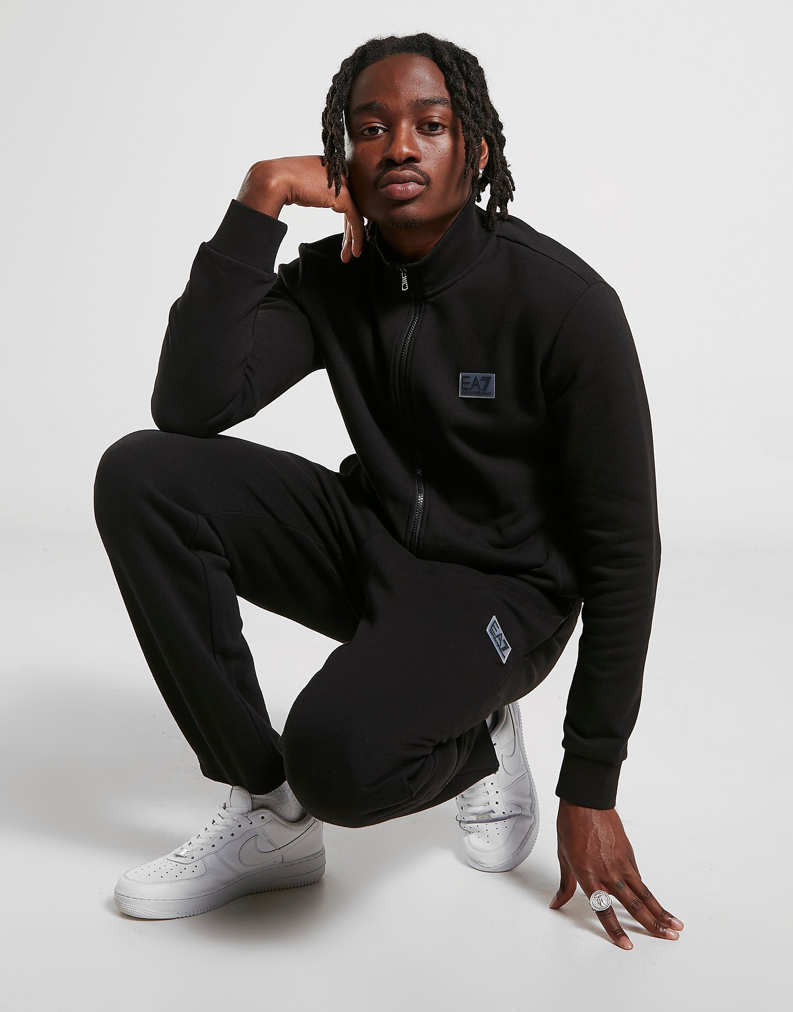 

Emporio Armani EA7 Badge Fleece Tracksuit - Black - Mens, Black