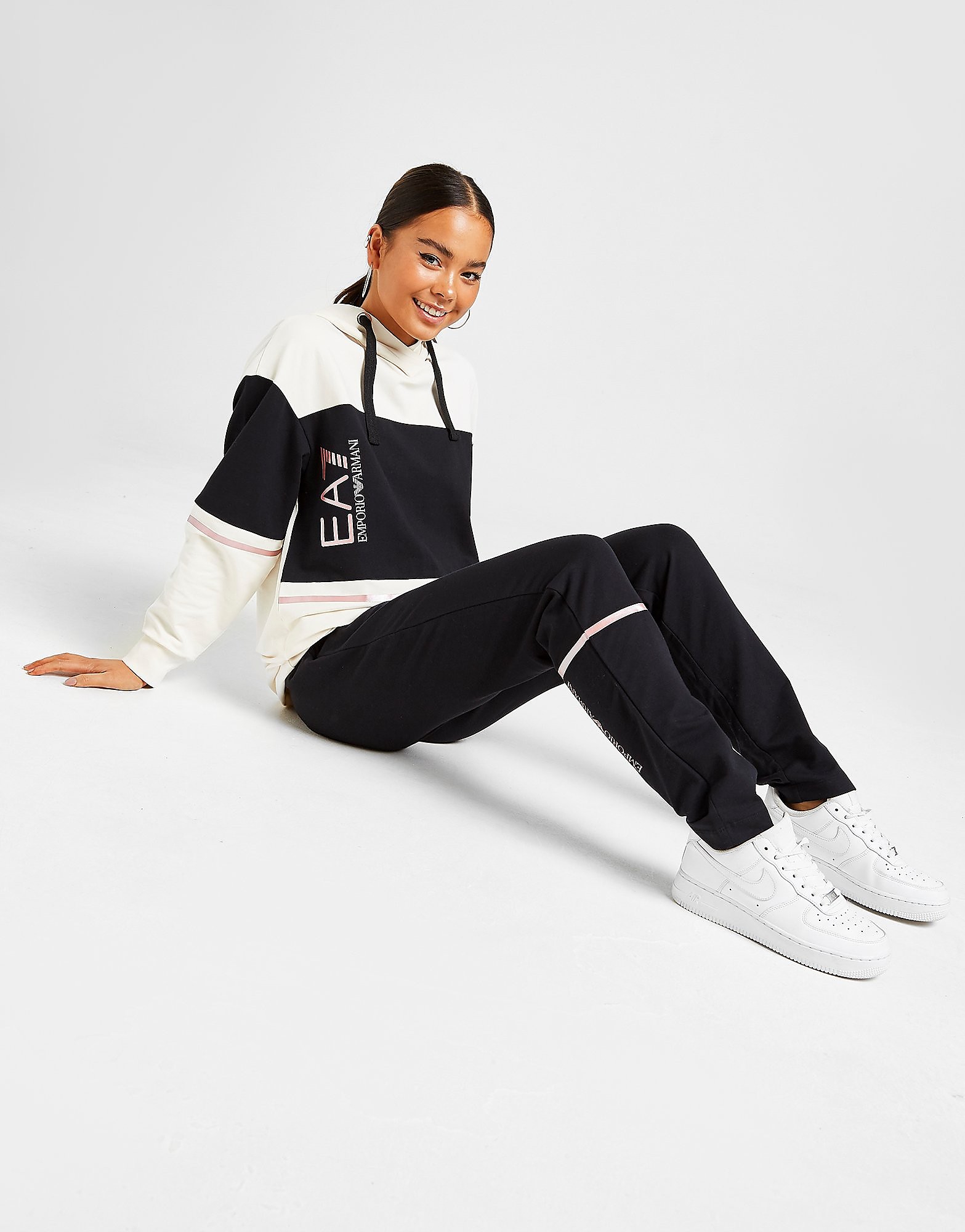 

Emporio Armani EA7 Master Overhead Hoodie Fleece Tracksuit - White/Black/Gold - Womens, White/Black/Gold