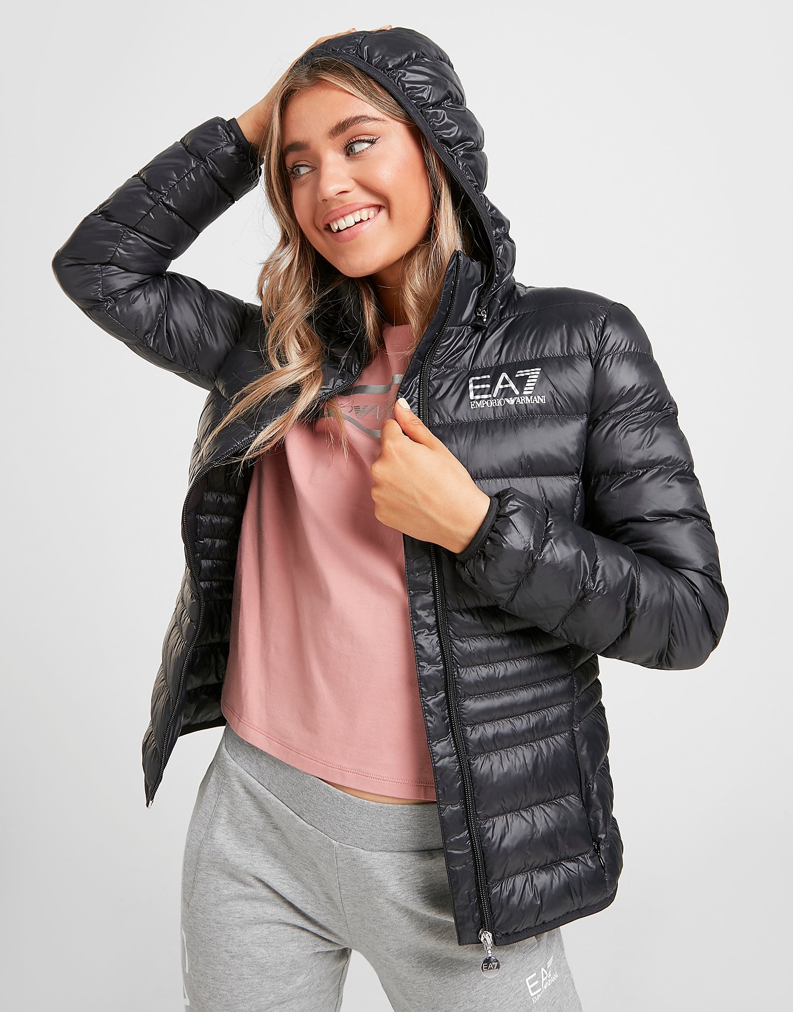

Emporio Armani EA7 Logo Padded Jacket - Black - Womens, Black