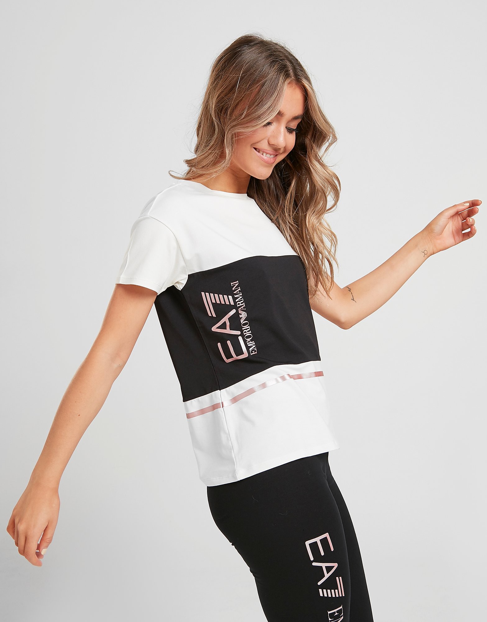 

Emporio Armani EA7 Master Logo Crew T-Shirt - WHITE/Black - Womens, WHITE/Black