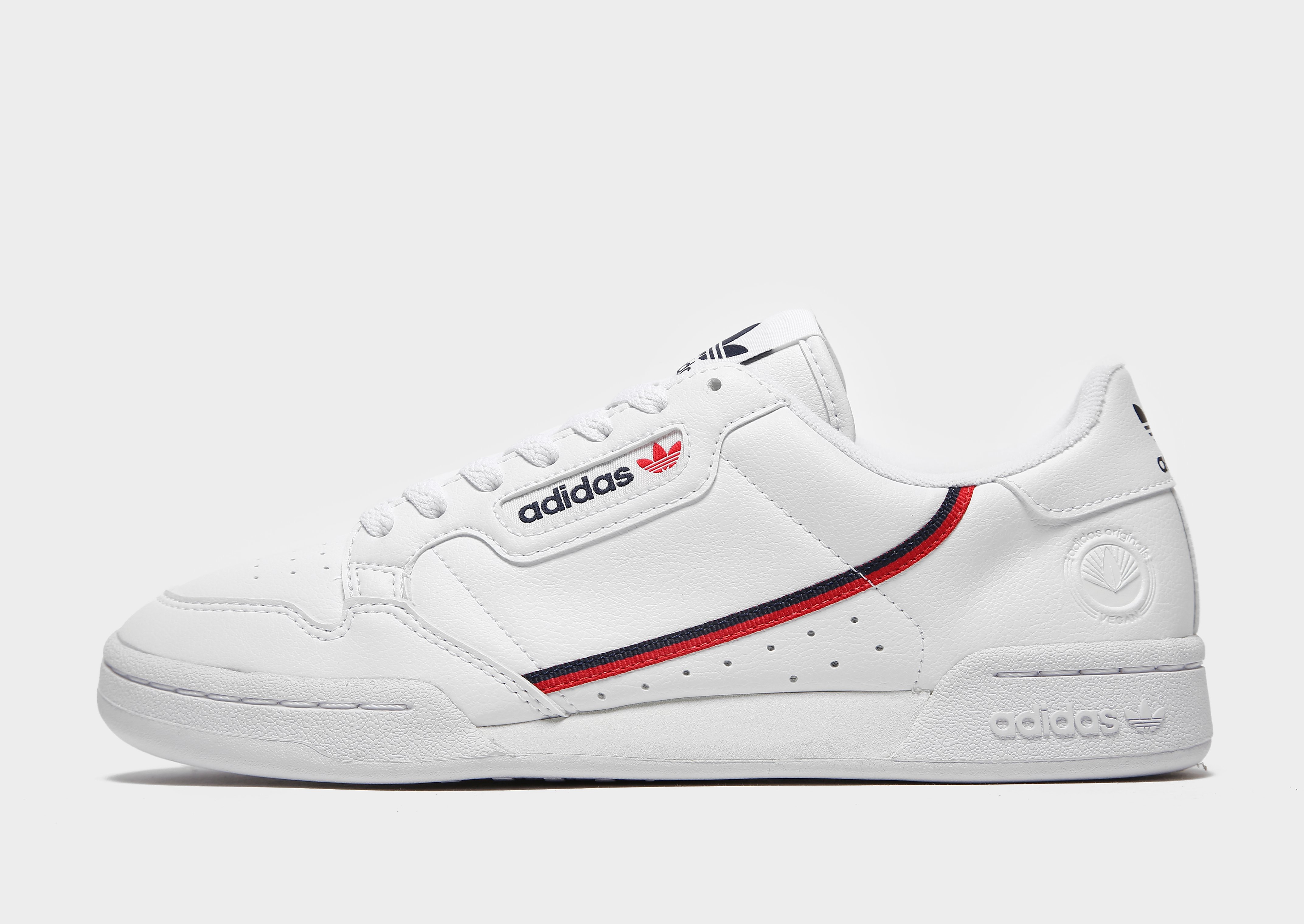 adidas Originals Continental 80 Vegan - Cloud White / Collegiate Navy / Scarlet/Red/Blue - Womens, Cloud White / Collegiate Navy / Scarlet/Red/Blue