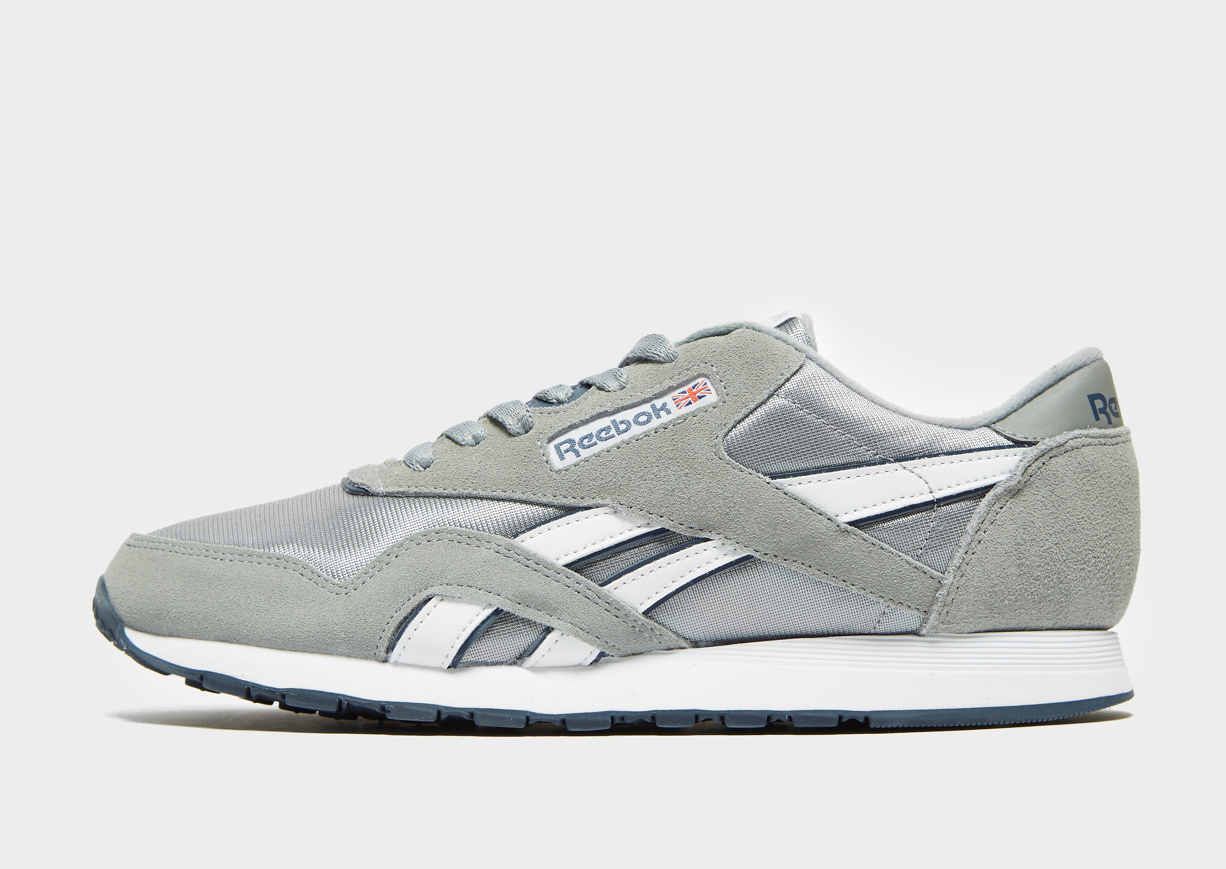 

Reebok Classic Nylon - Platinum / Platinum / Jet Blue-R/White - Womens, Platinum / Platinum / Jet Blue-R/White