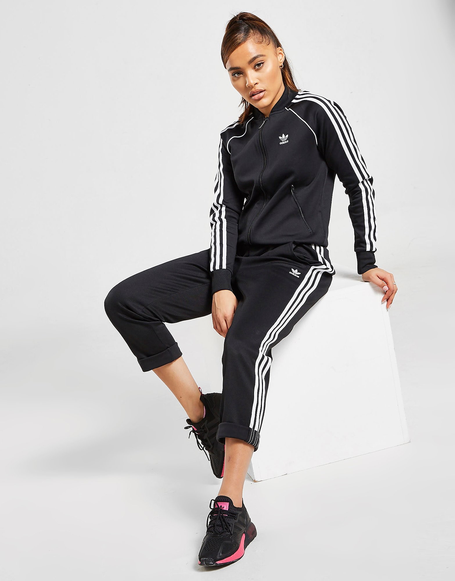 

adidas Originals 3-Stripes Boyfriend Track Pants - Black/White - Womens, Black/White
