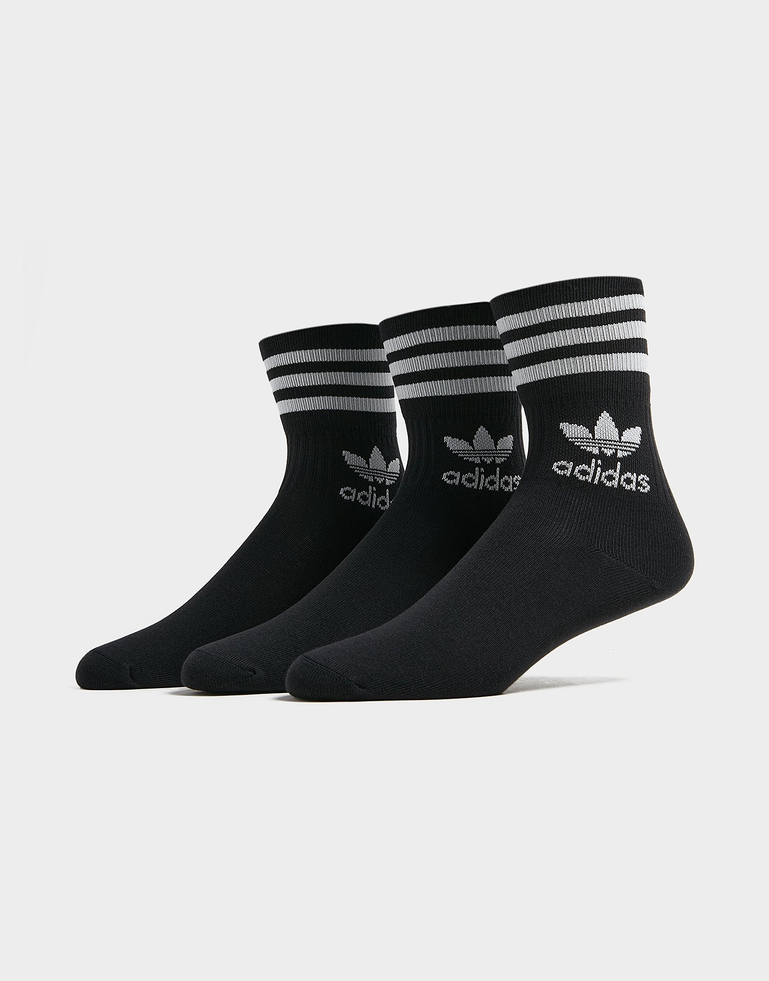 

adidas Originals 3-Pack Mid-Cut Crew Socks - BLACK, BLACK