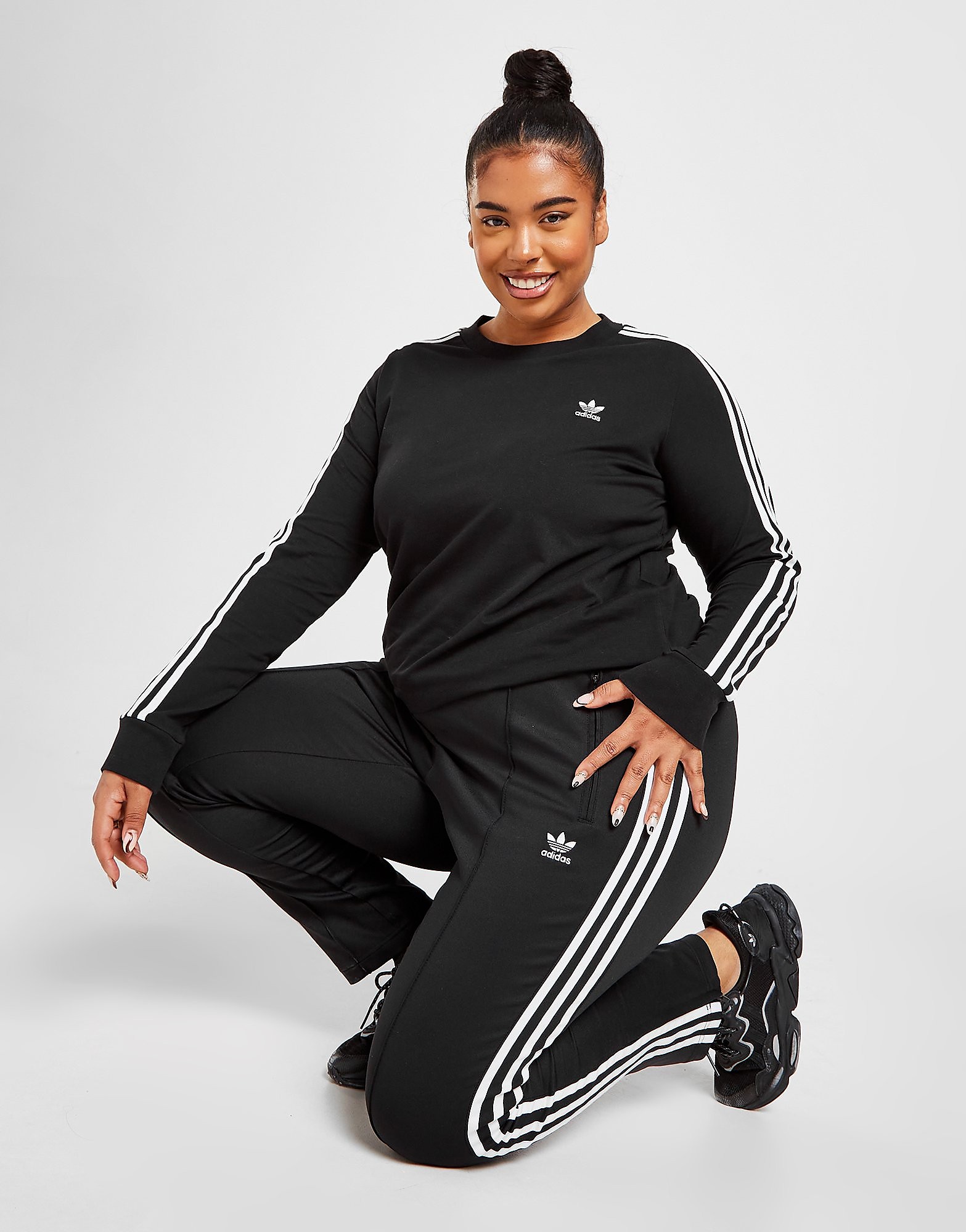 

adidas Originals Plus Size Superstar Joggers - Black / White - Womens, Black / White