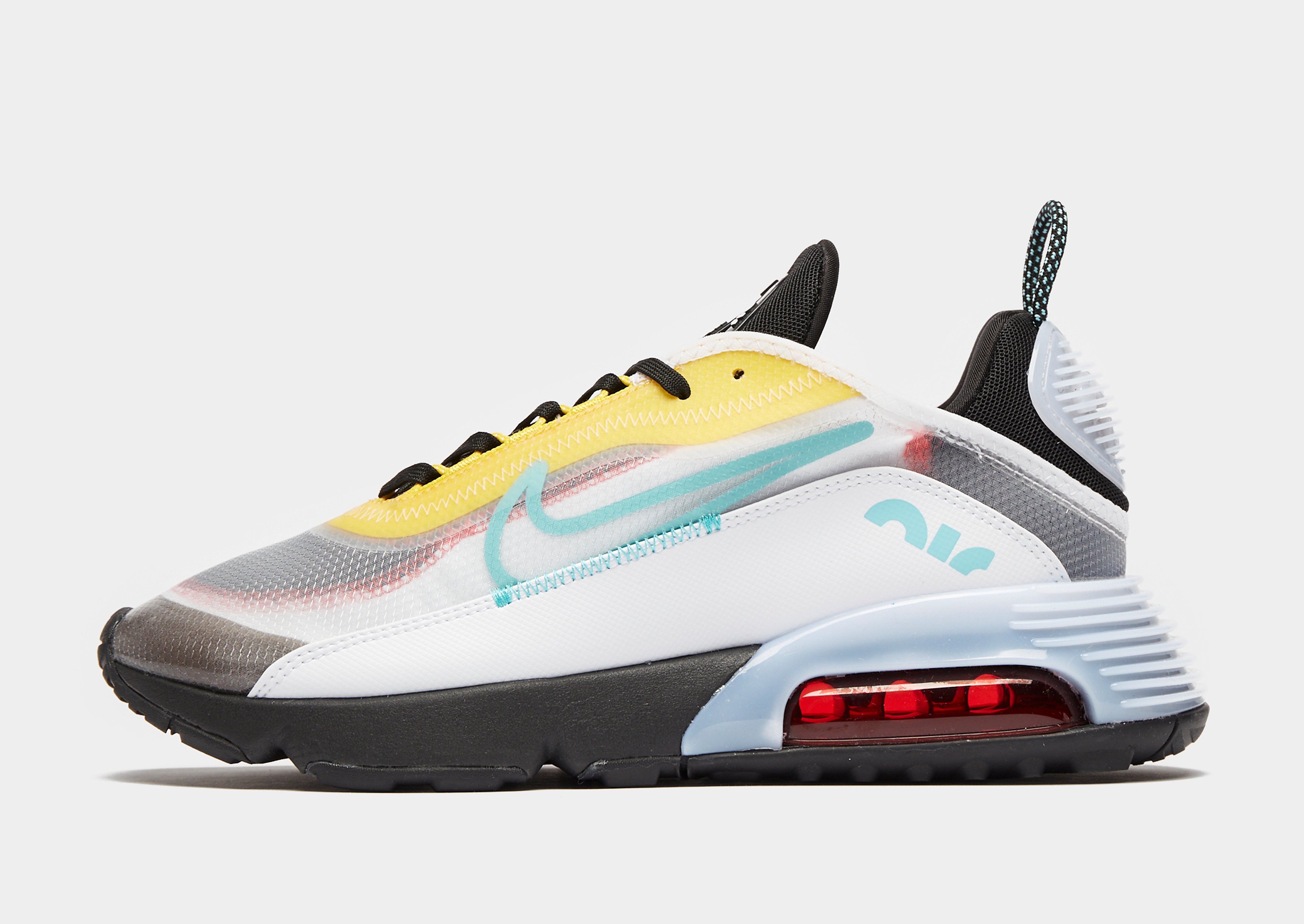 Nike Air Max 2090 - White/Black/Speed Yellow/Bleached Aqua/Blue - Mens, White/Black/Speed Yellow/Bleached Aqua/Blue