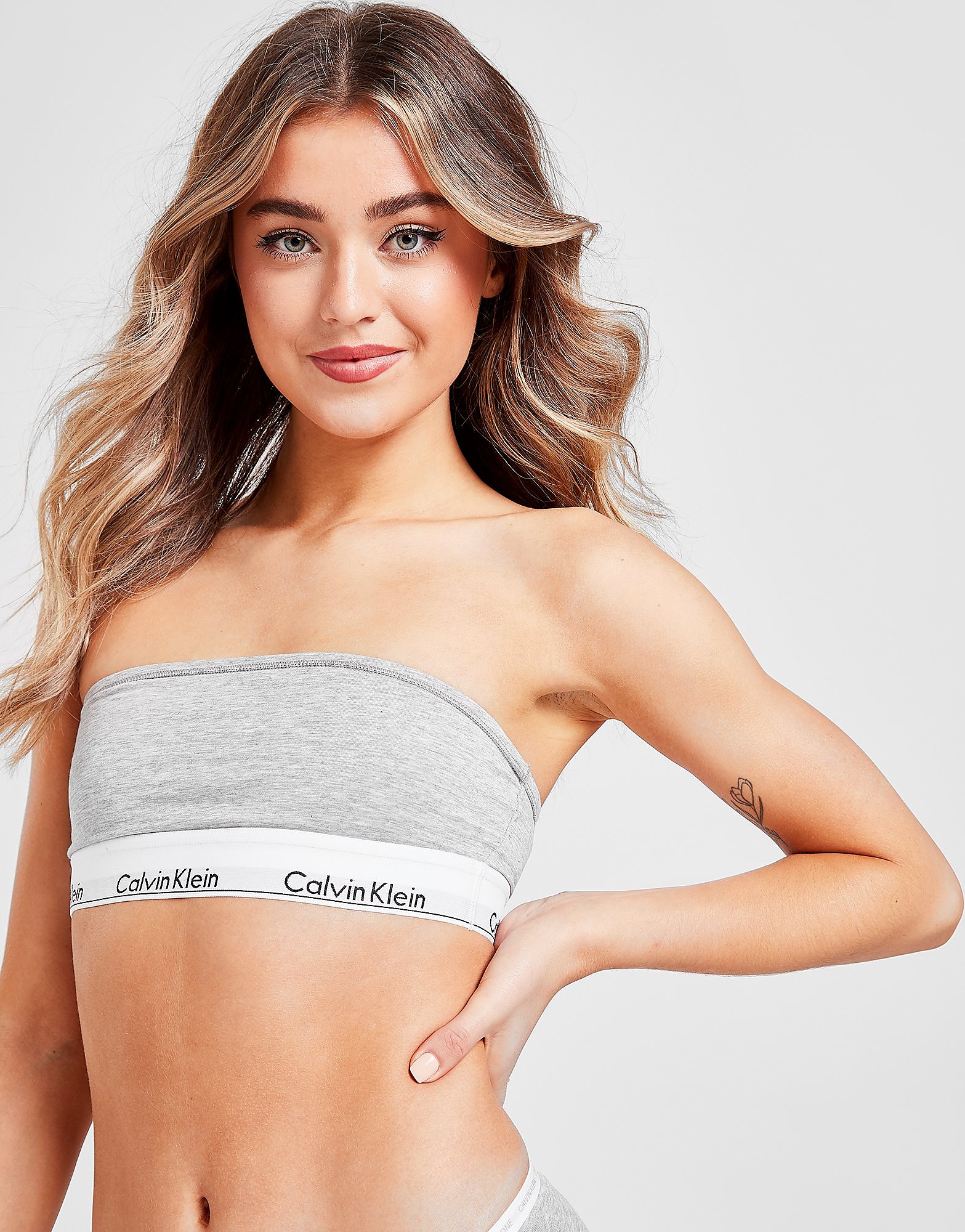 Calvin Klein Underwear Modern Cotton Bandeau Bra - Grey/White - Womens, Grey/White