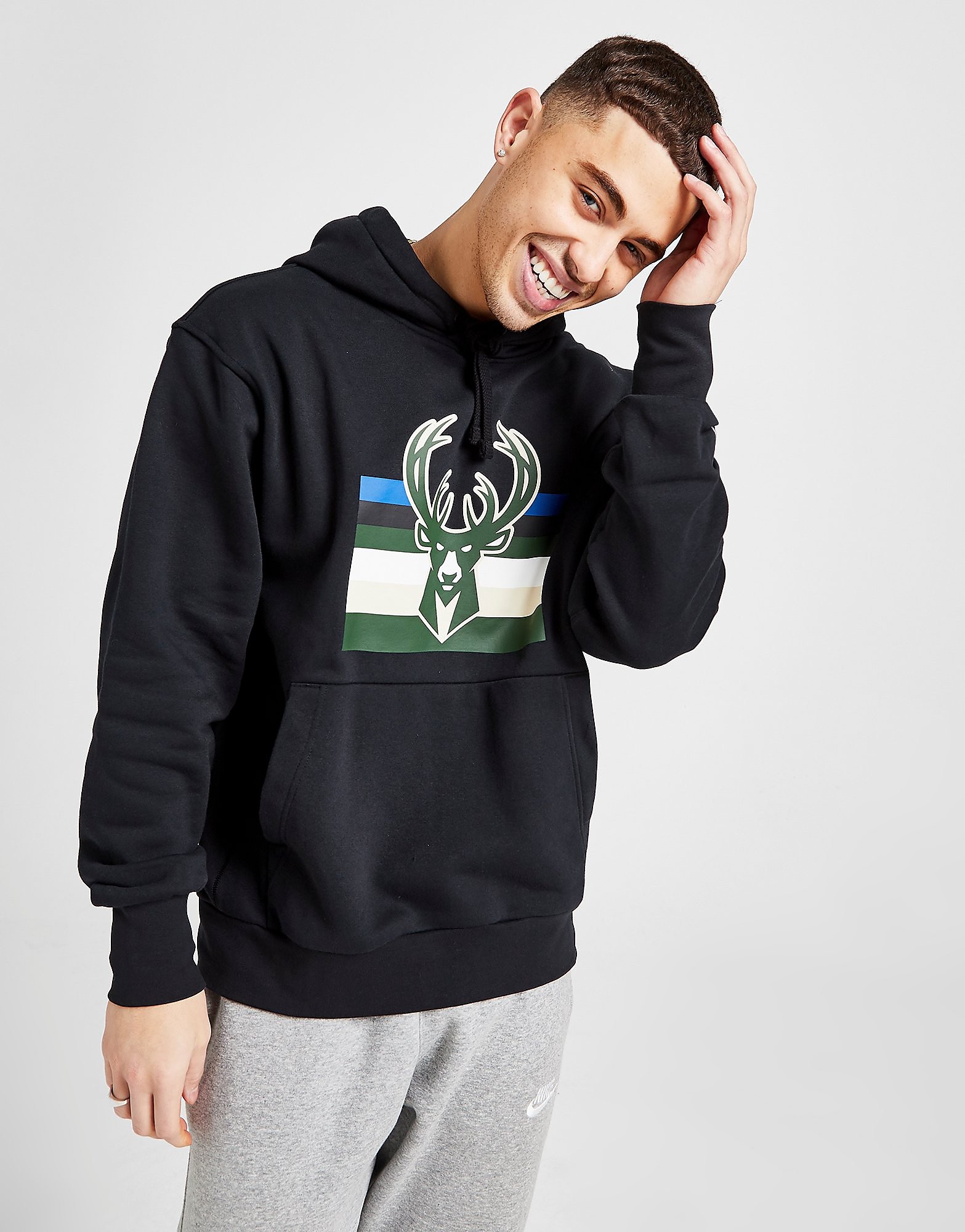 

Jordan NBA Milwaukee Bucks Pullover Hoodie - Black/White - Mens, Black/White