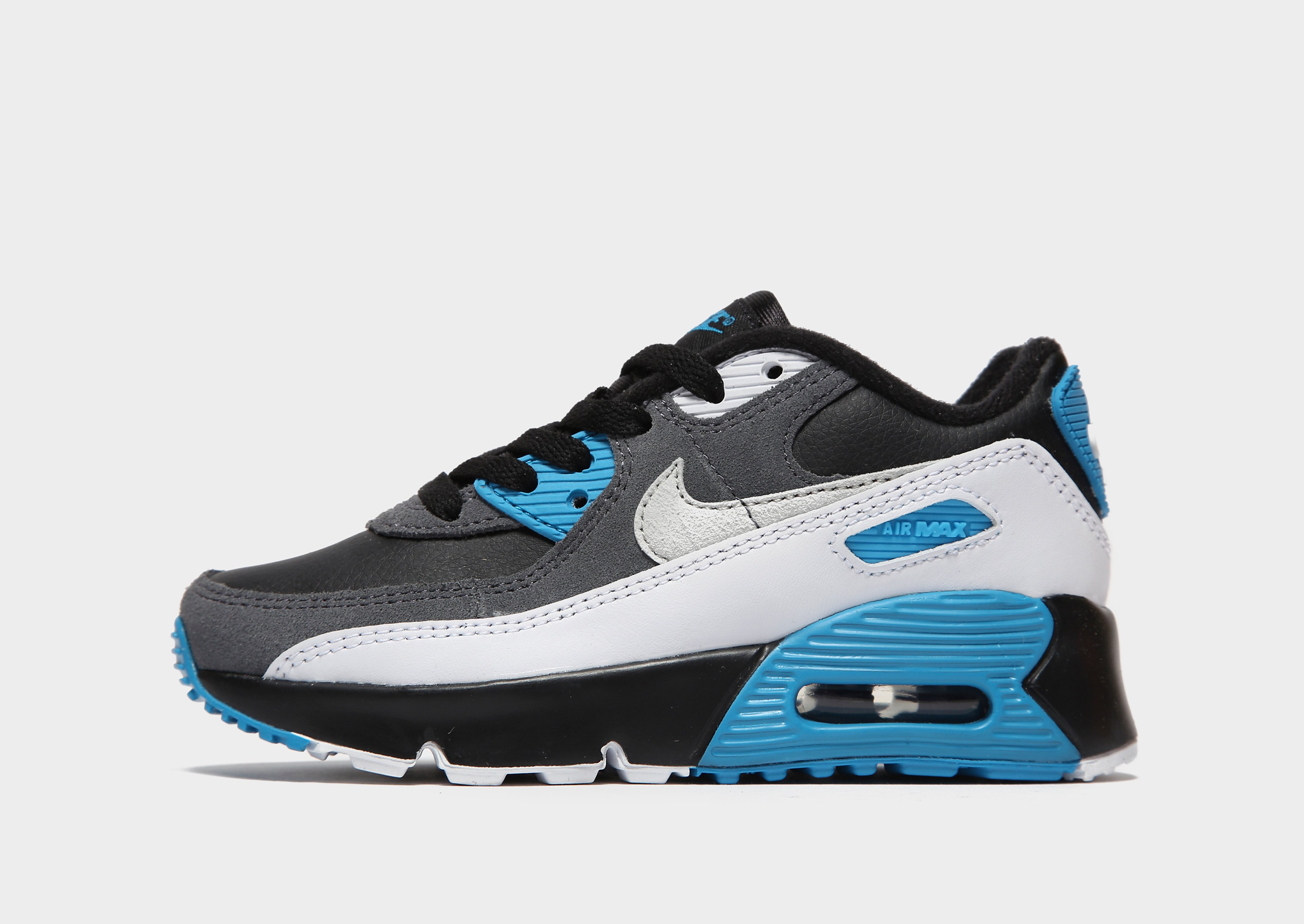

Nike Air Max 90 Leather Children - Black/Dark Grey/White/Neutral Grey/Blue - Kids, Black/Dark Grey/White/Neutral Grey/Blue