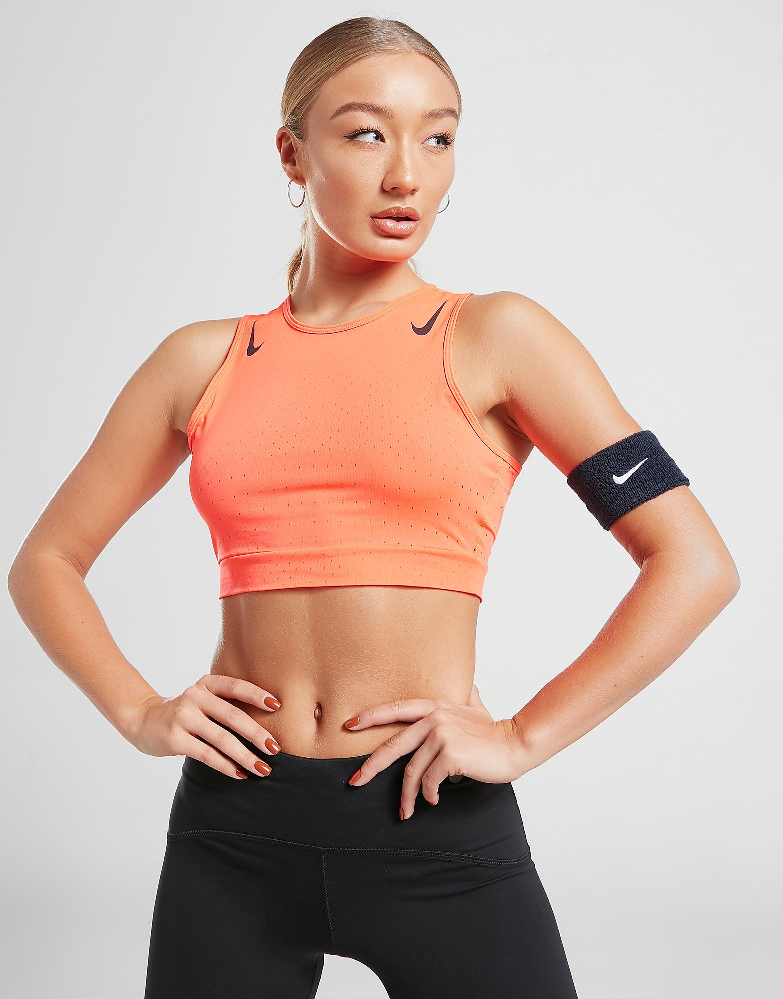 

Nike AeroSwift Crop Tank Top - Bright Crimson/Black - Womens, Bright Crimson/Black