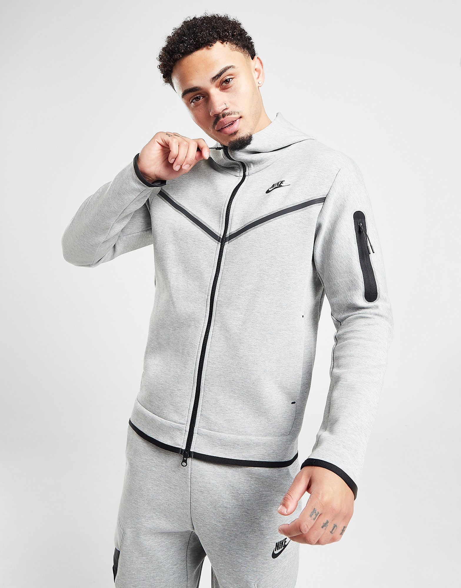 

Nike Tech Fleece Full Zip Hoodie - Dark Grey/Black - Mens, Dark Grey/Black