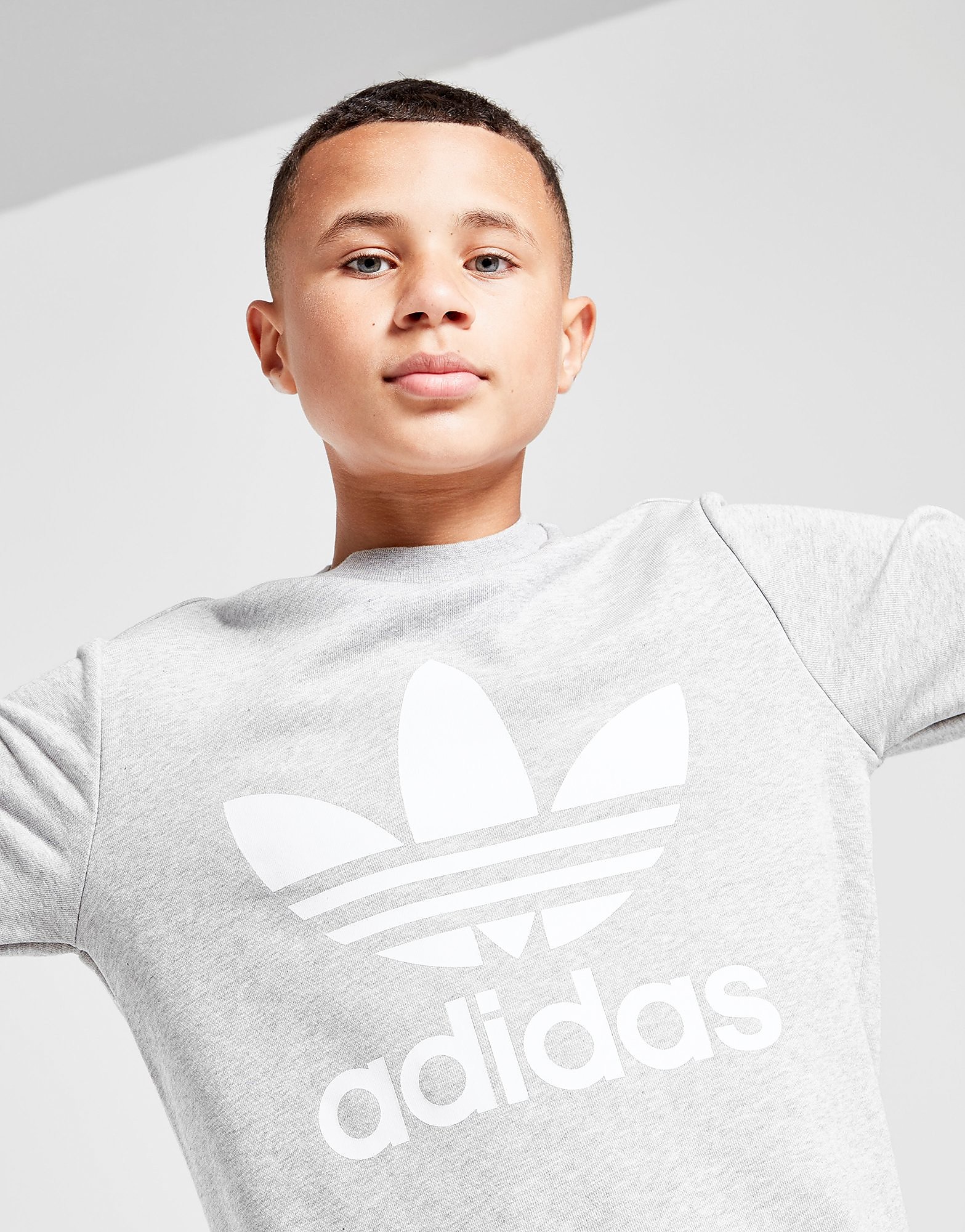 

adidas Originals Trefoil Crew Sweatshirt - Grey - Kids, Grey