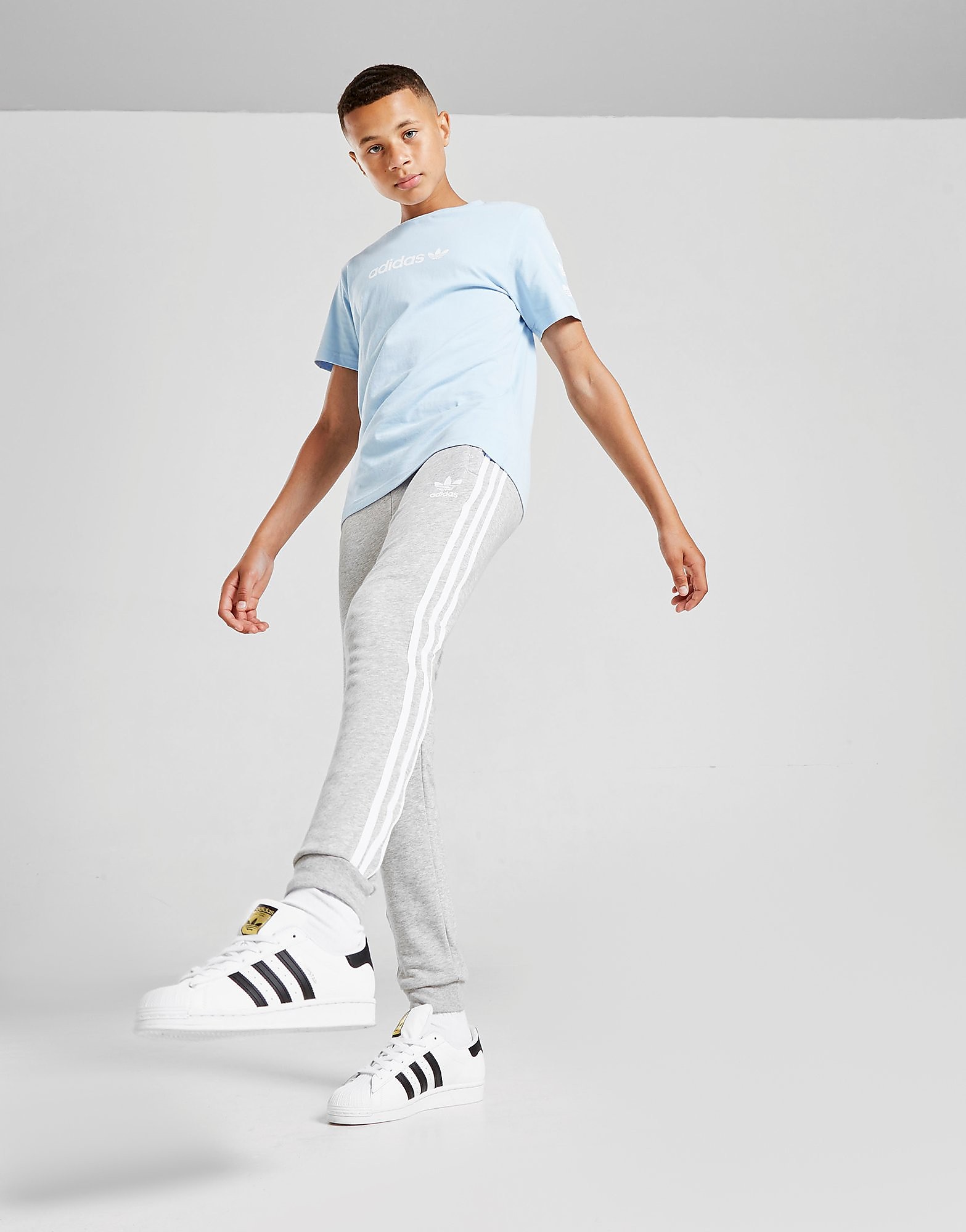 

adidas Originals 3-Stripes Trefoil Joggers Junior - Medium Grey Heather / White - Kids, Medium Grey Heather / White