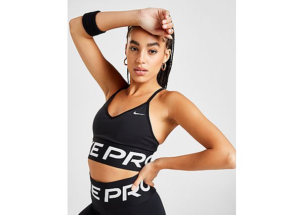 Nike Brassière de sport longue rembourrée à maintien léger Nike Pro Indy pour Femme - Black/White/Me