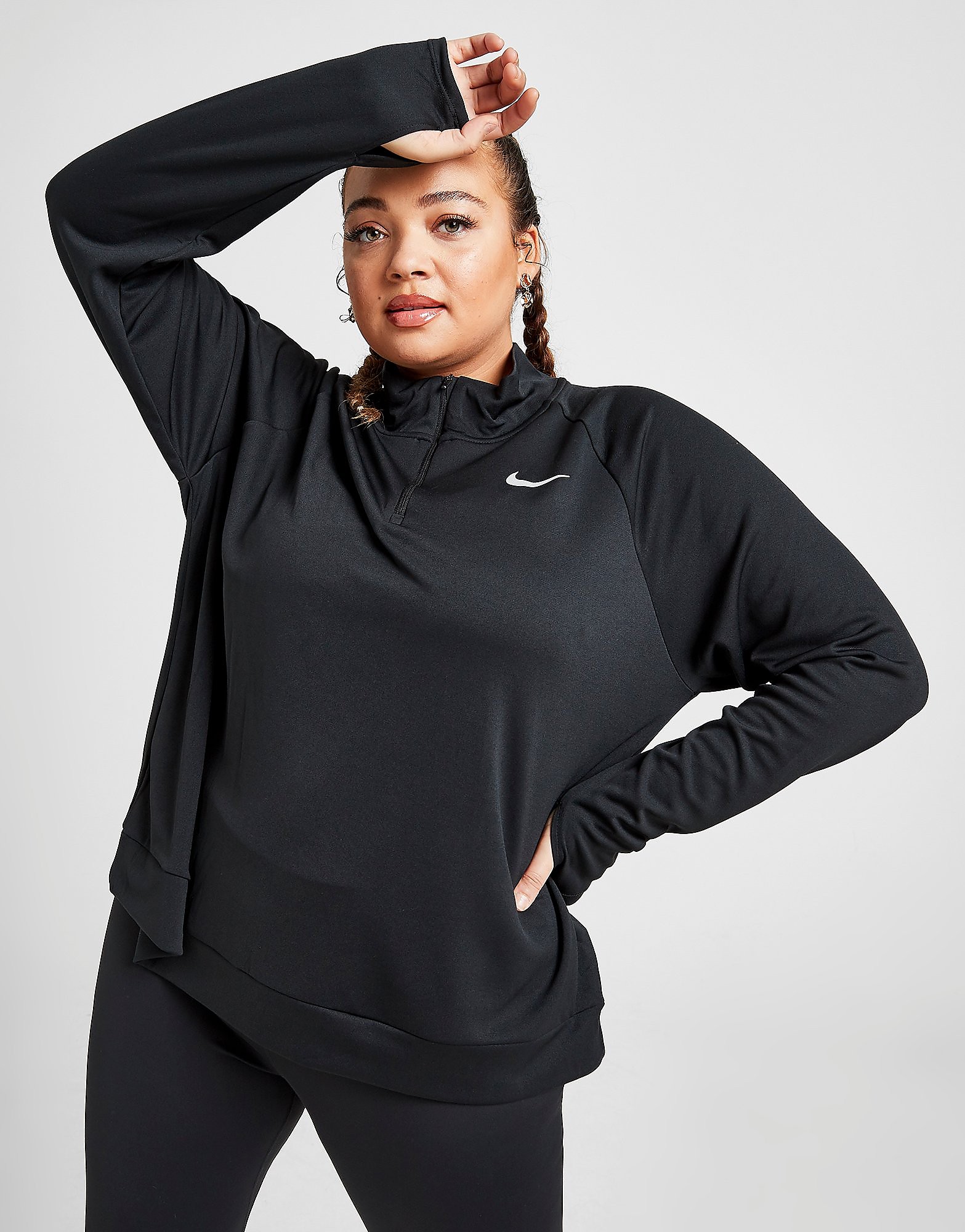 

Nike Pacer 1/4 Zip Plus Size Top - Black, Black