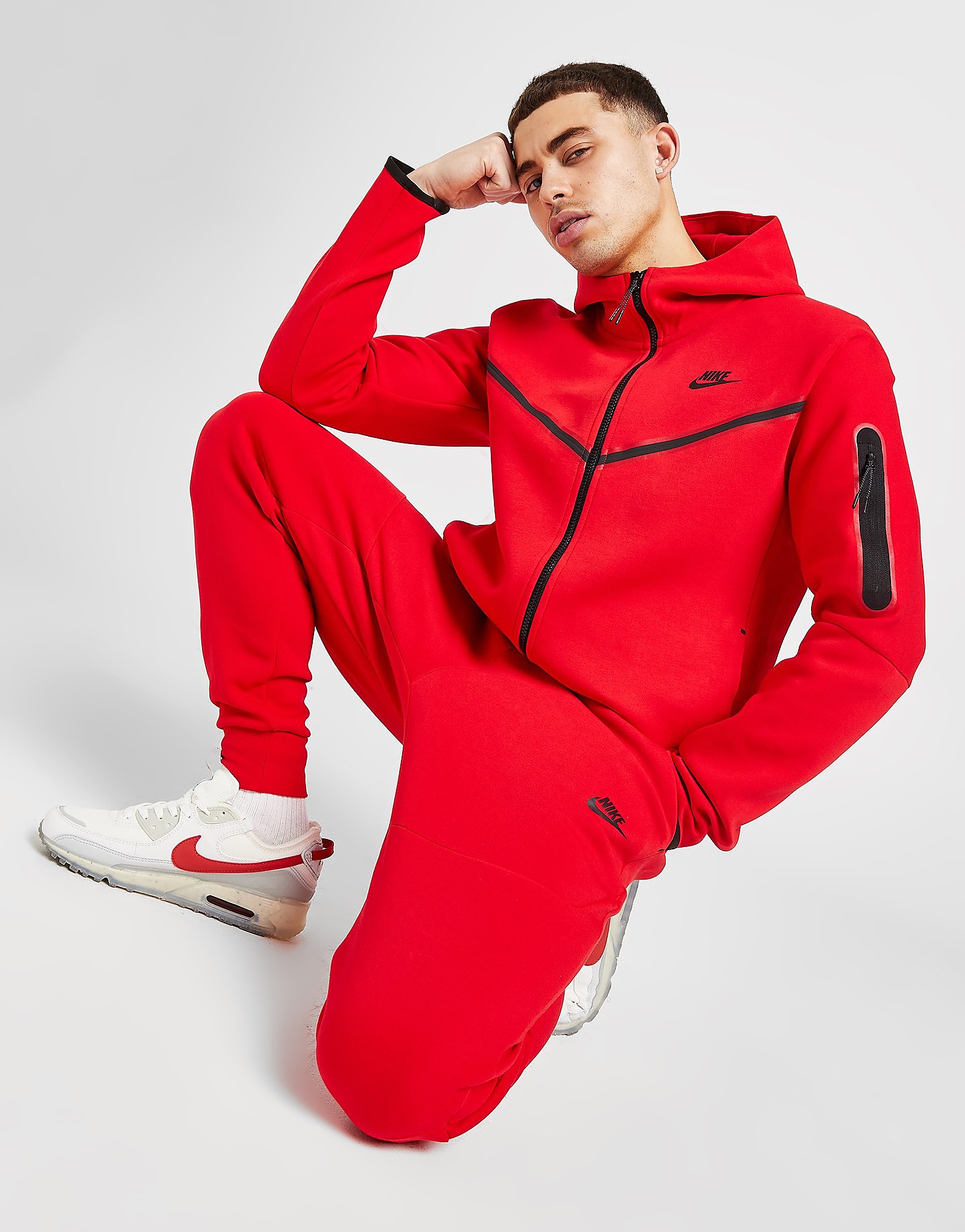 Nike Tech Fleece Joggers - University Red/Black - Mens, University Red/Black