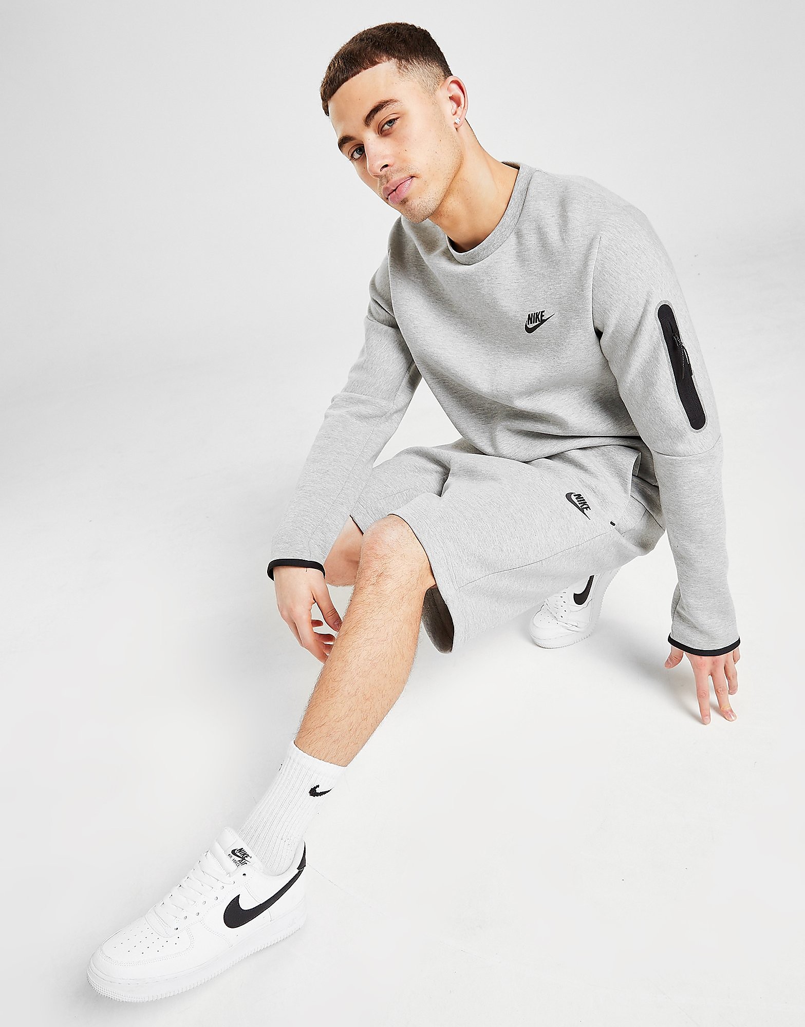 Nike Calções Tech Fleece - Cinzento - Mens, Cinzento