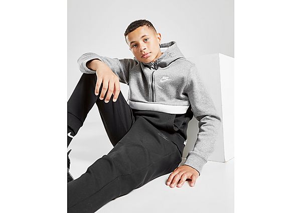 Nike Sweat à capuche Club 1/2 Zip Junior - Carbon Heather/Black/Dark Grey/White, Carbon Heather/Blac