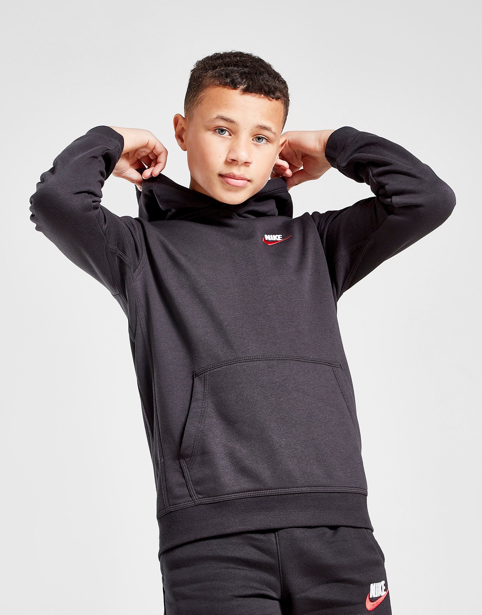 

Nike Club Pullover Hoodie Junior - Black/White/University Red - Kids, Black/White/University Red