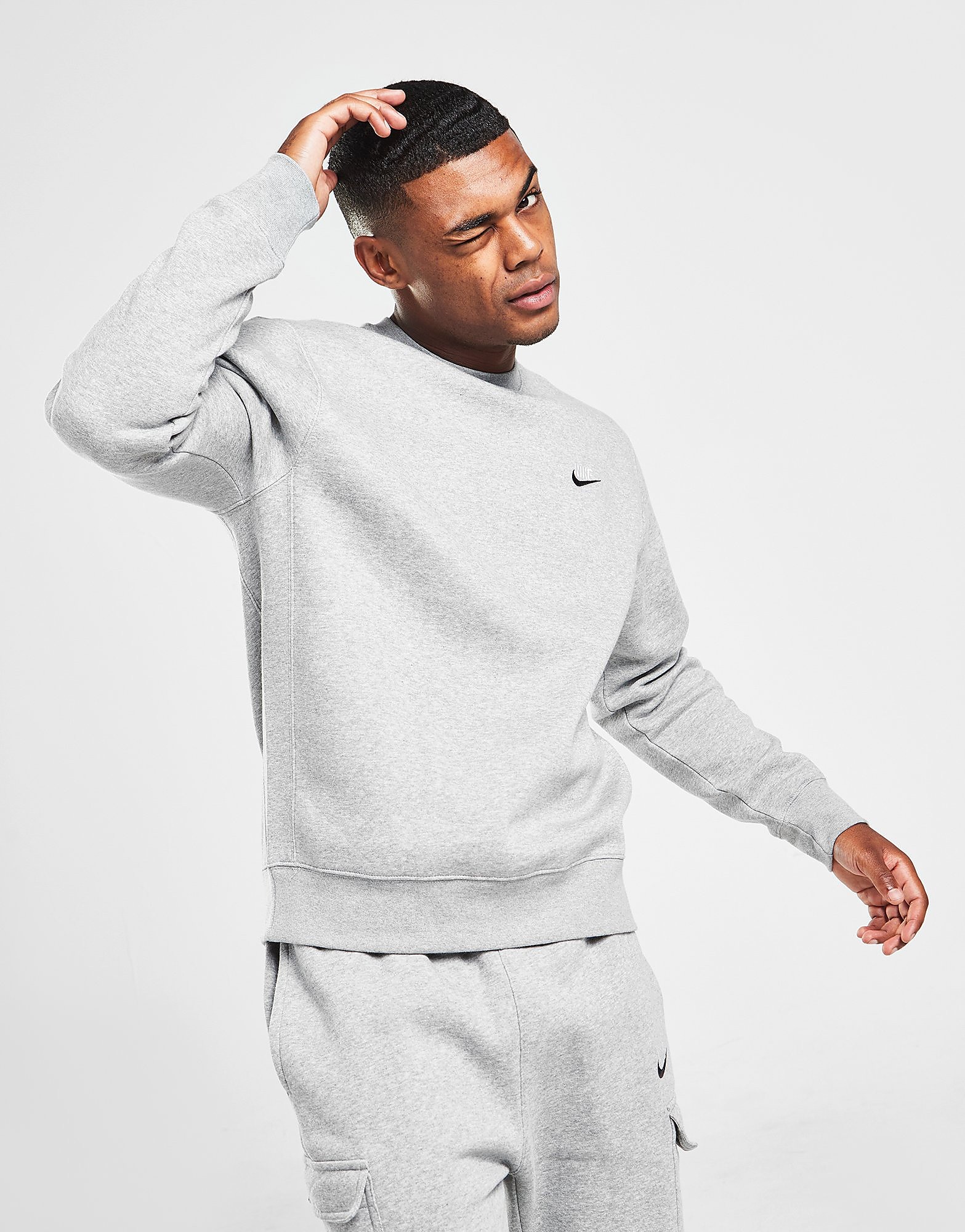 

Nike Foundation Fleece Sweatshirt - Only at JD - Dark Grey Heather/Black/White - Mens, Dark Grey Heather/Black/White