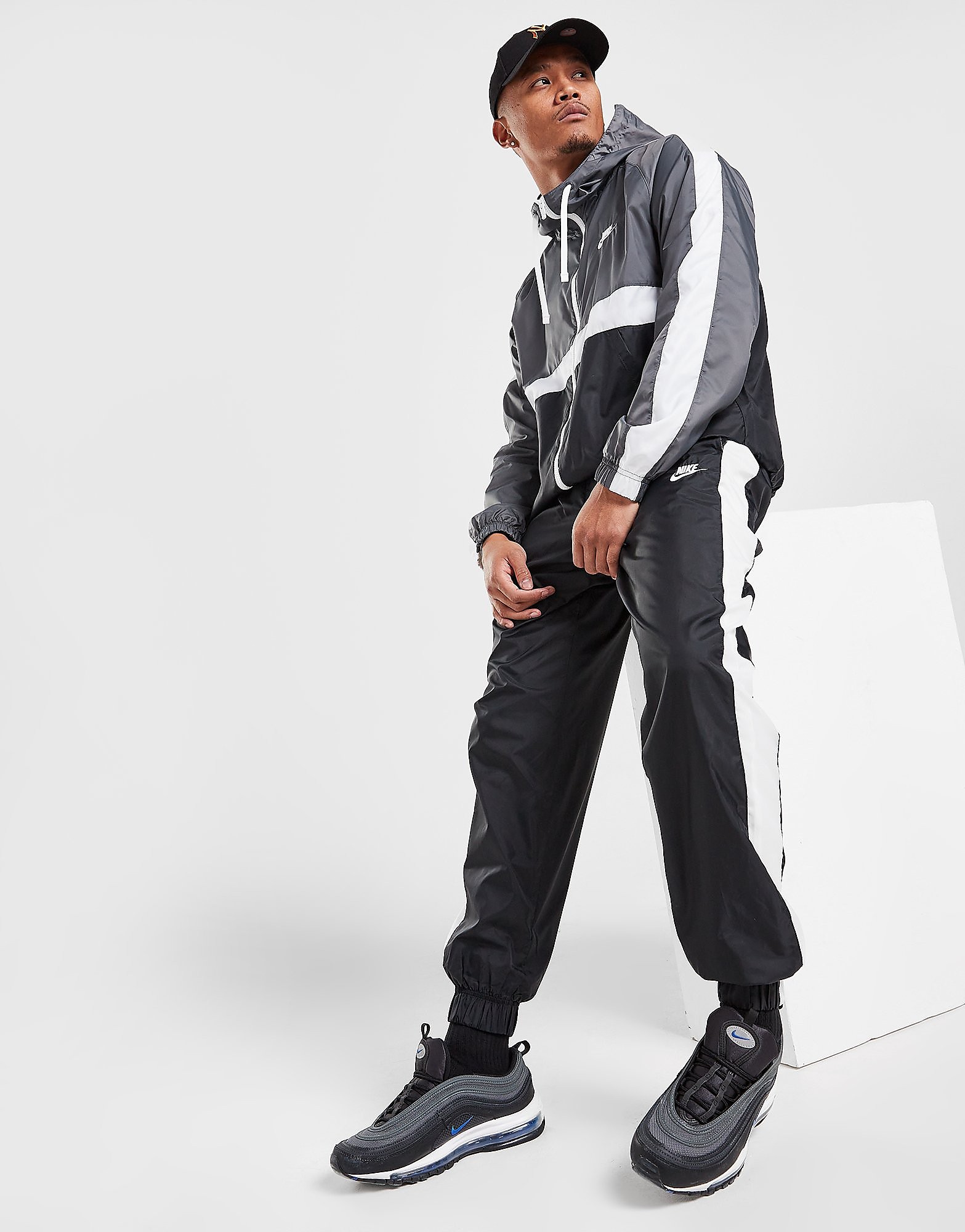 Nike Hoxton Woven Tracksuit - Grey/Black/White - Mens, Grey/Black/White