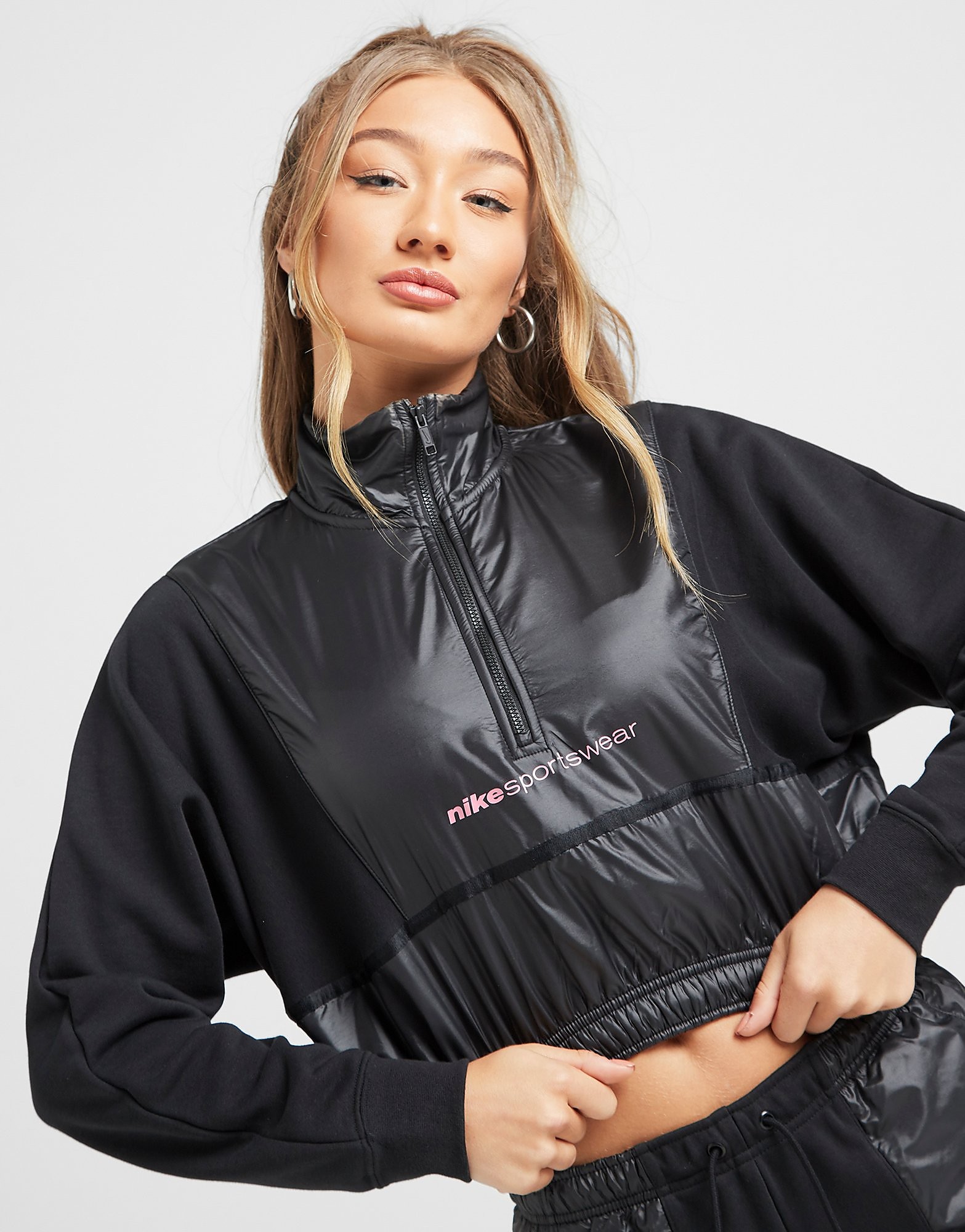 

Nike Archive Remix 1/4 Zip Jacket - Only at JD - Black/Black/Pink Glow, Black/Black/Pink Glow