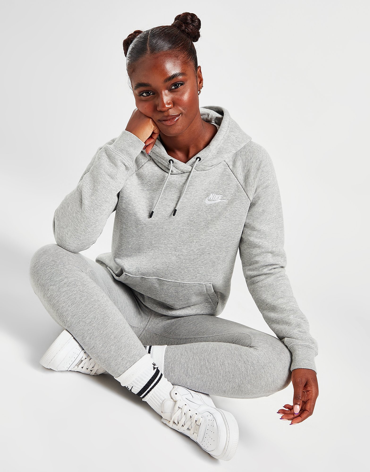 

Nike Sportswear Essential Overhead Hoodie Women's - Dark Grey Heather/Matte Silver/White/White, Dark Grey Heather/Matte Silver/White/White