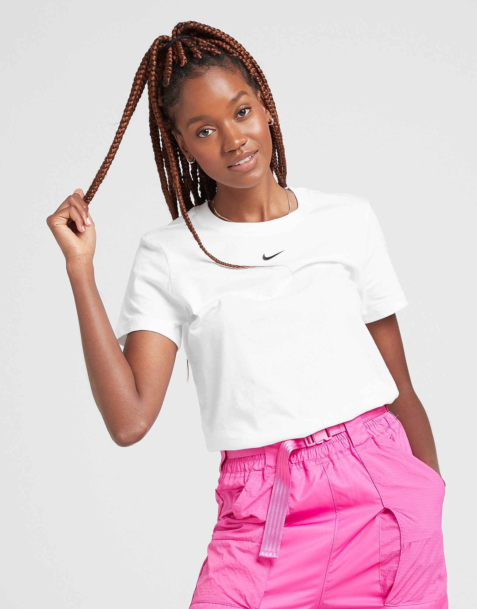 

Nike Essential Slim T-Shirt - White/Black/Black - Womens, White/Black/Black