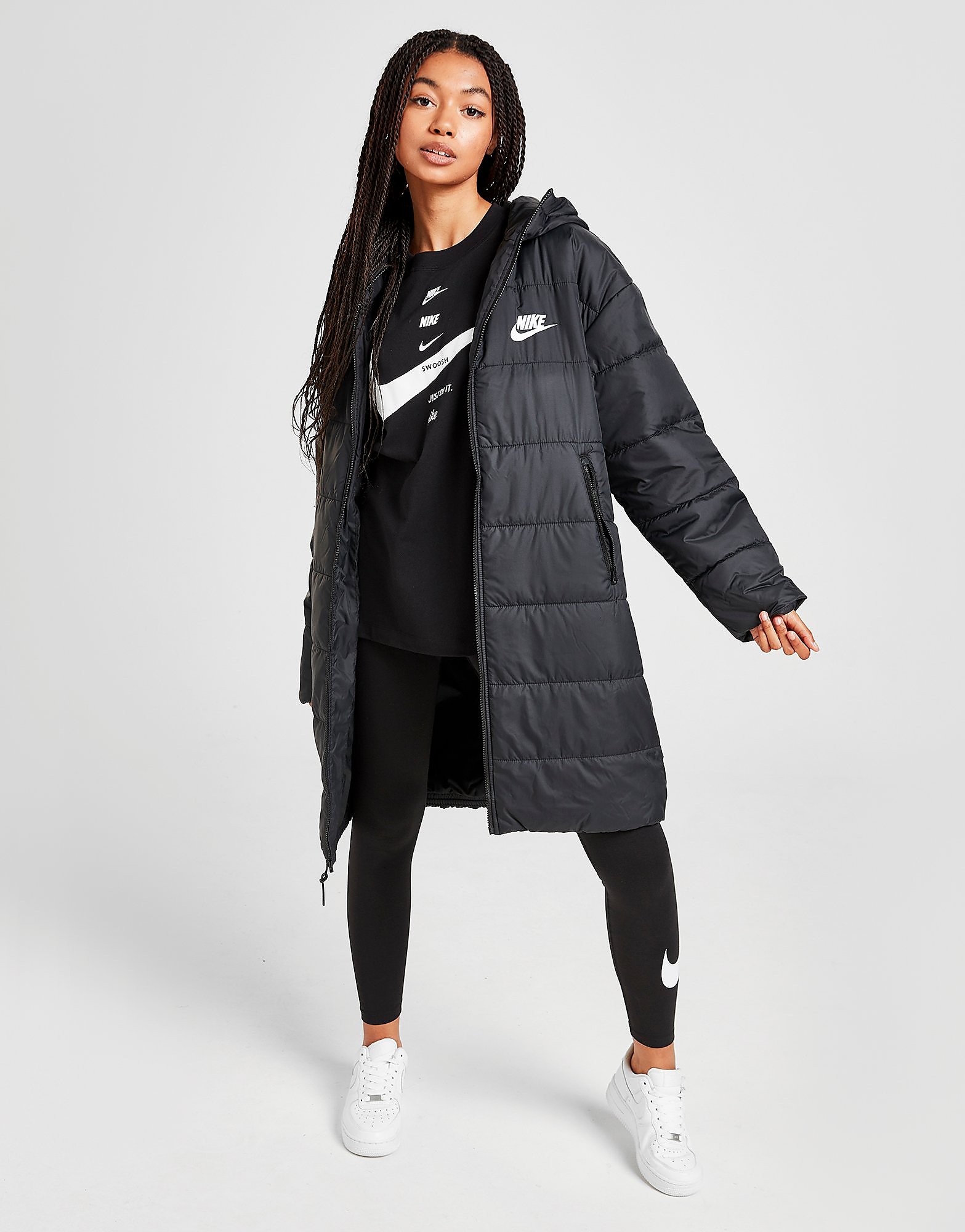 

Nike Core Swoosh Parka - Black/White/White/White, Black/White/White/White
