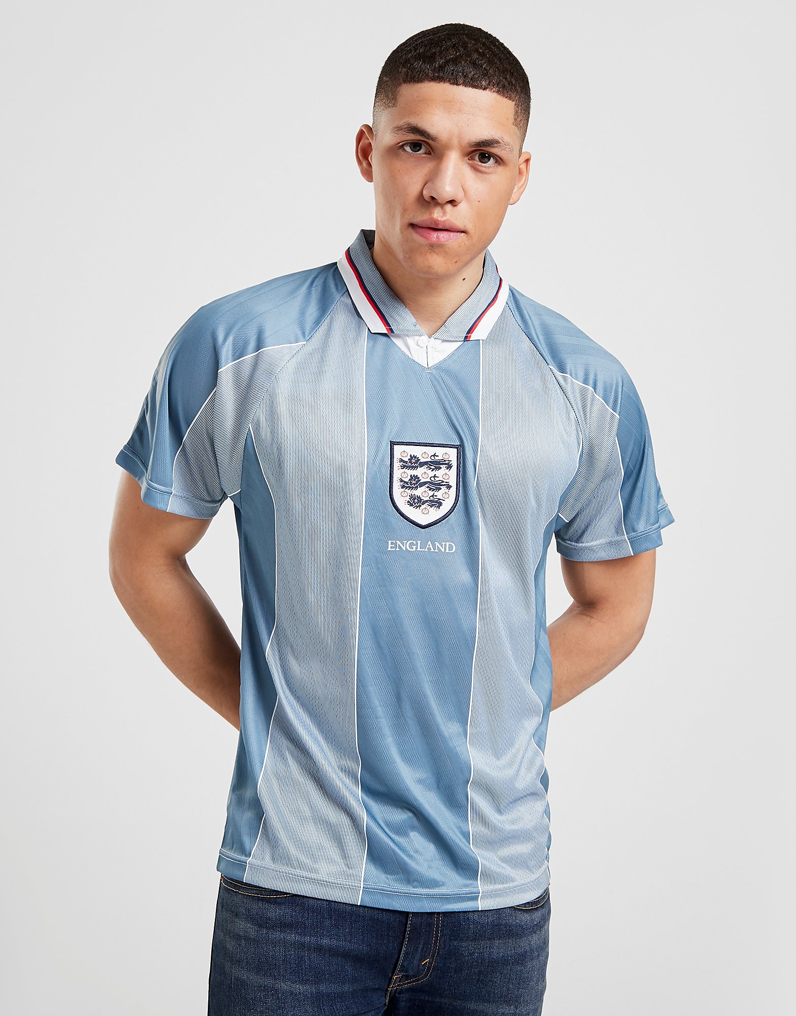 

Score Draw England '96 Away Euro Retro Shirt - Grey/Blue - Mens, Grey/Blue
