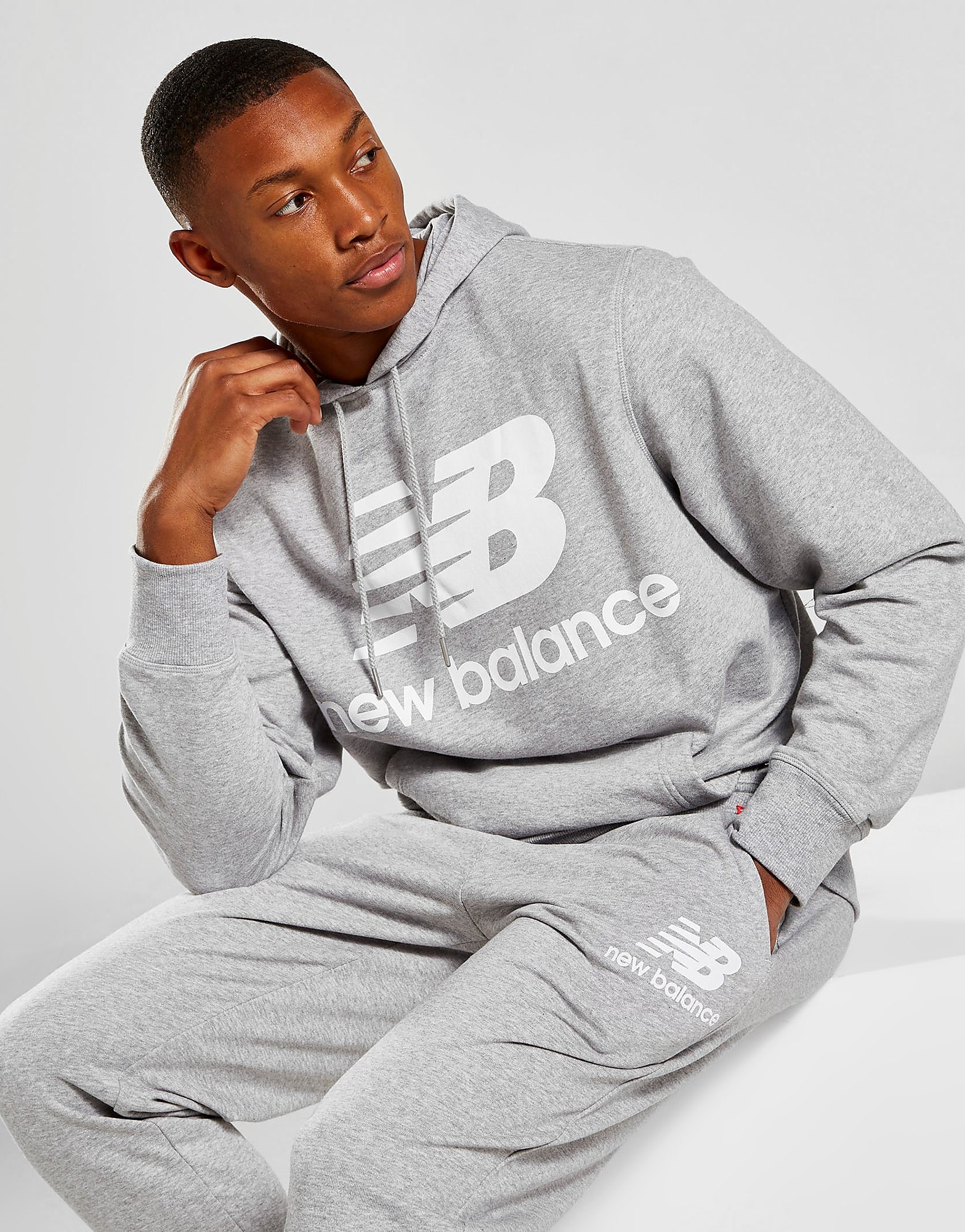 

New Balance Core Overhead Hoodie - Grey/White - Mens, Grey/White