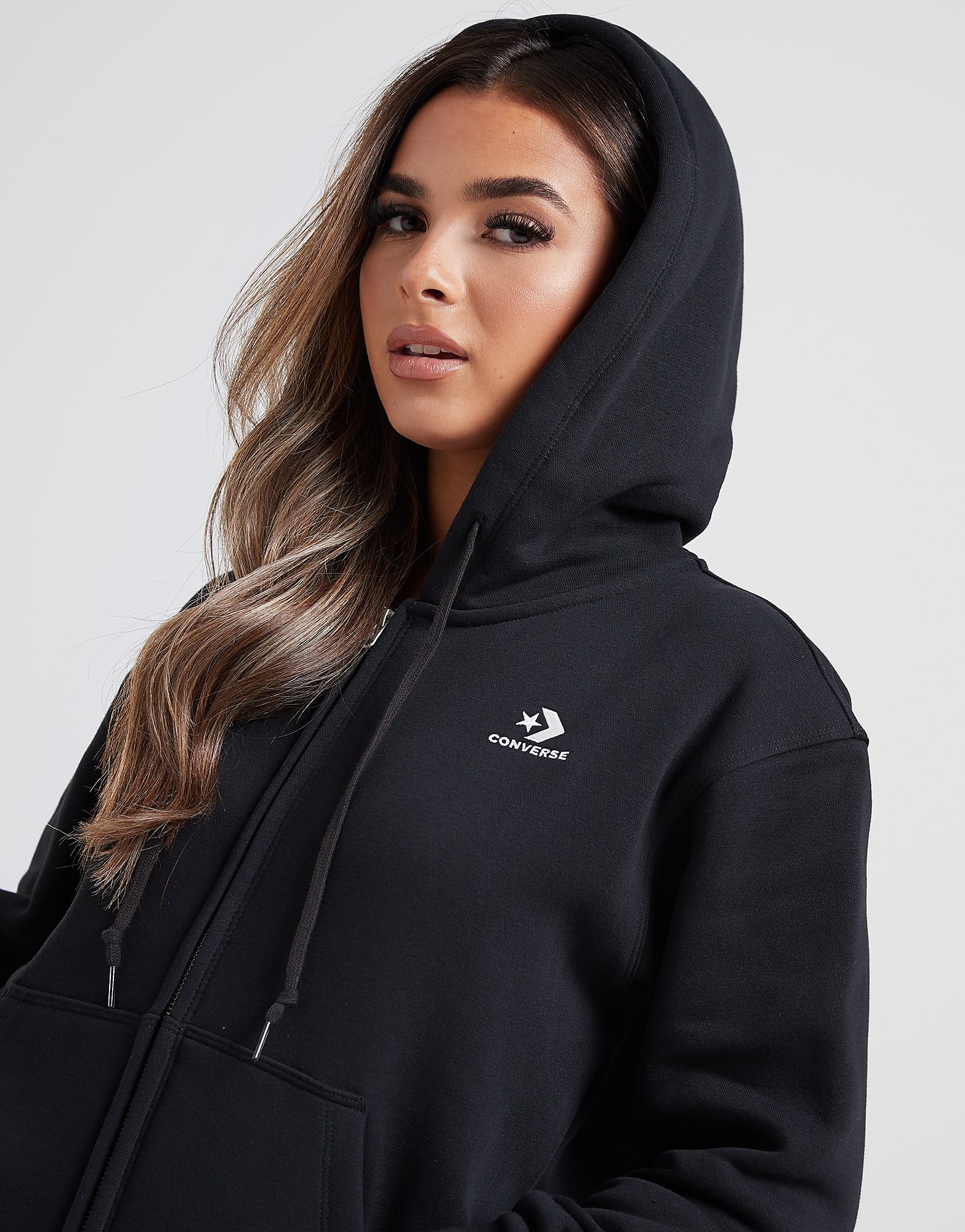 

Converse Star Chevron Full Zip Hoodie - Black, Black