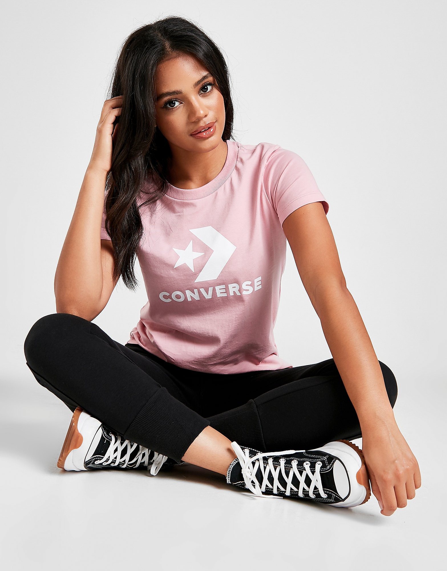 

Converse Star Chevron Short Sleeve T-Shirt - Pink/White - Womens, Pink/White