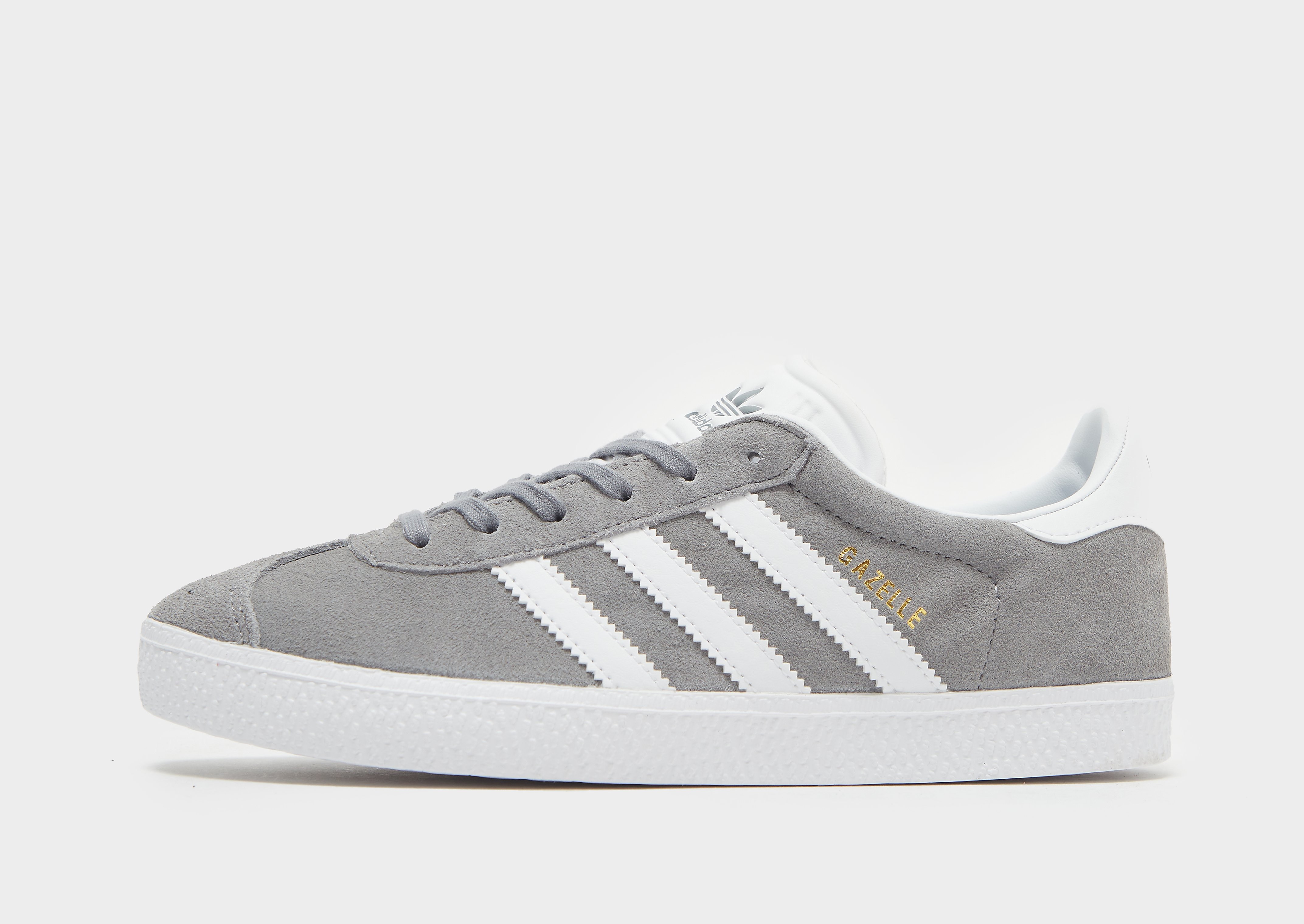 

adidas Originals Gazelle Junior - Grey Three / Cloud White / Gold Metallic/White - Kids, Grey Three / Cloud White / Gold Metallic/White