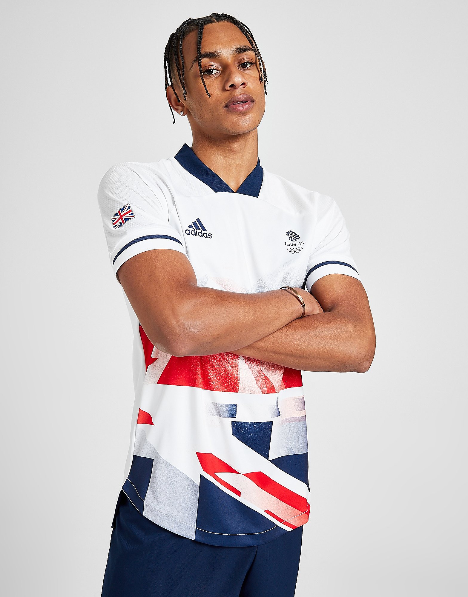 

adidas Team GB Olympics Football Shirt - White/Navy - Mens, White/Navy