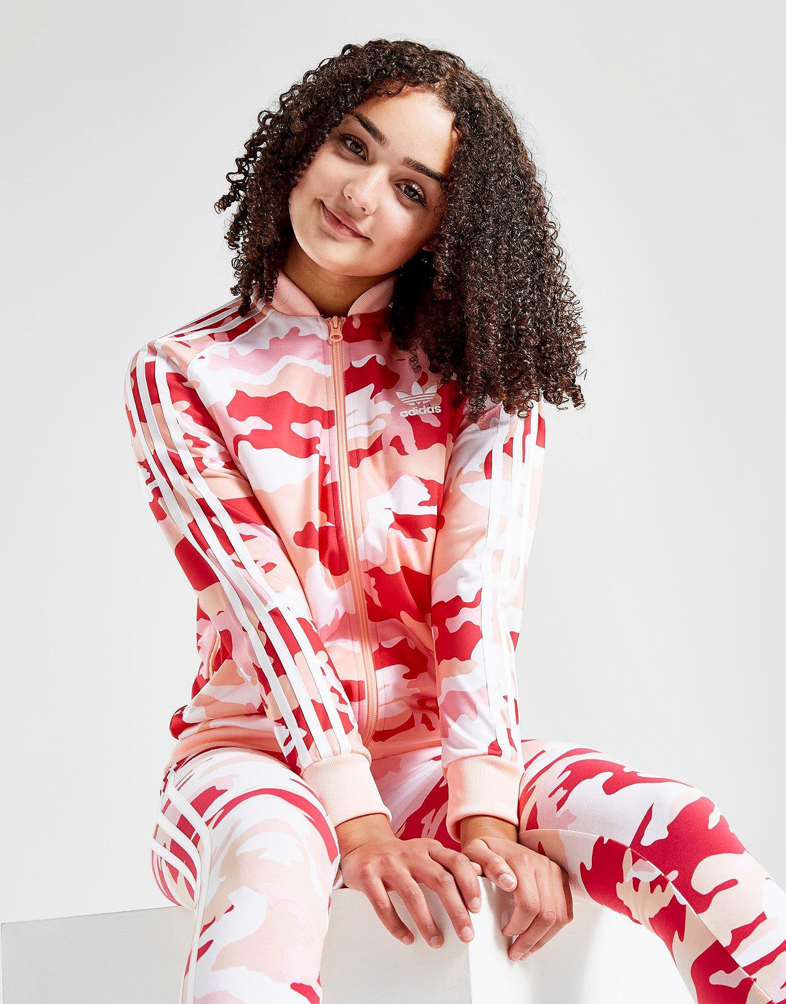 

adidas Originals Girls' Camo All Over Print SS Track Top Junior - Only at JD - WHITE - Kids, WHITE