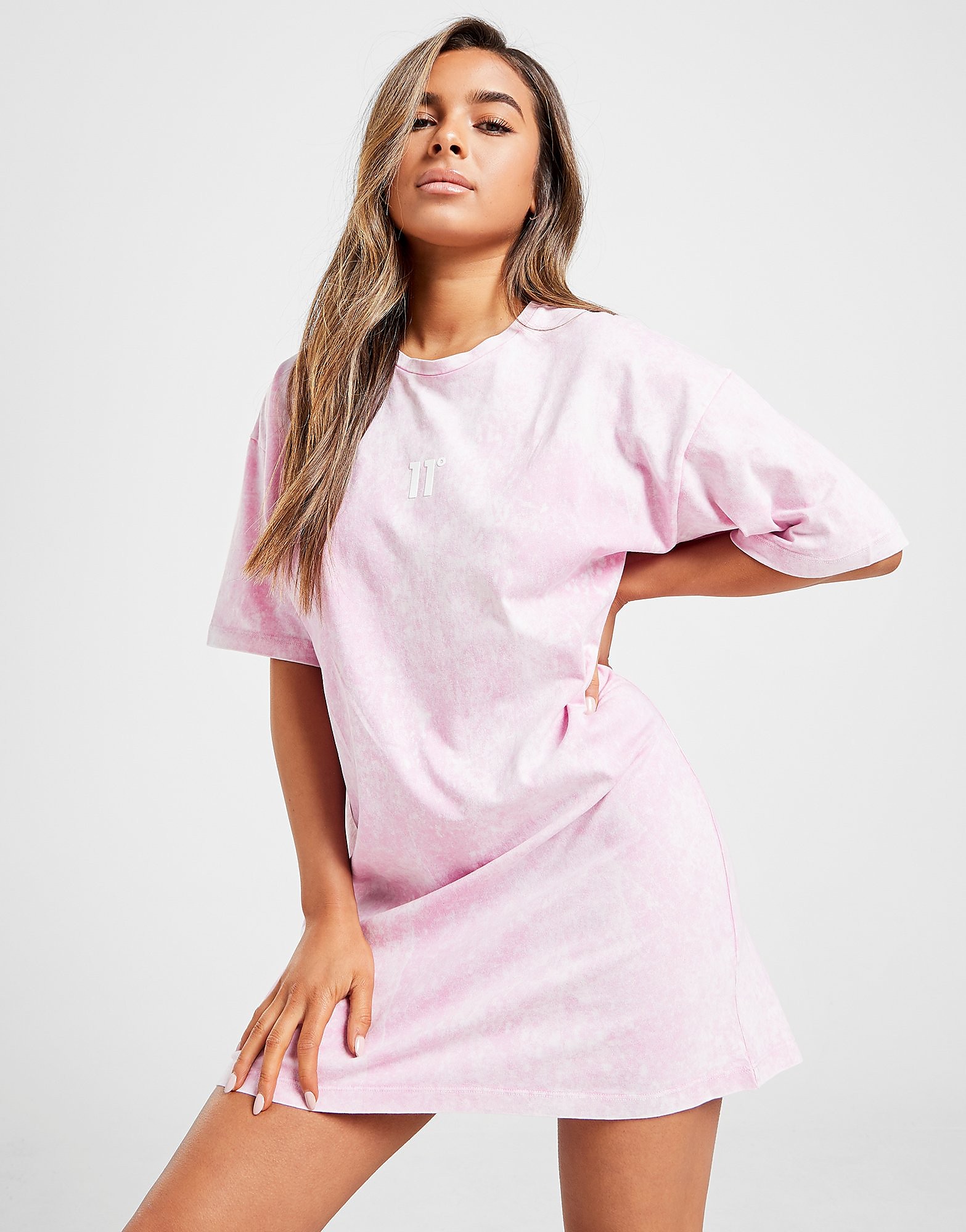 

11 Degrees Acid Wash T-Shirt Dress - Pink - Womens, Pink