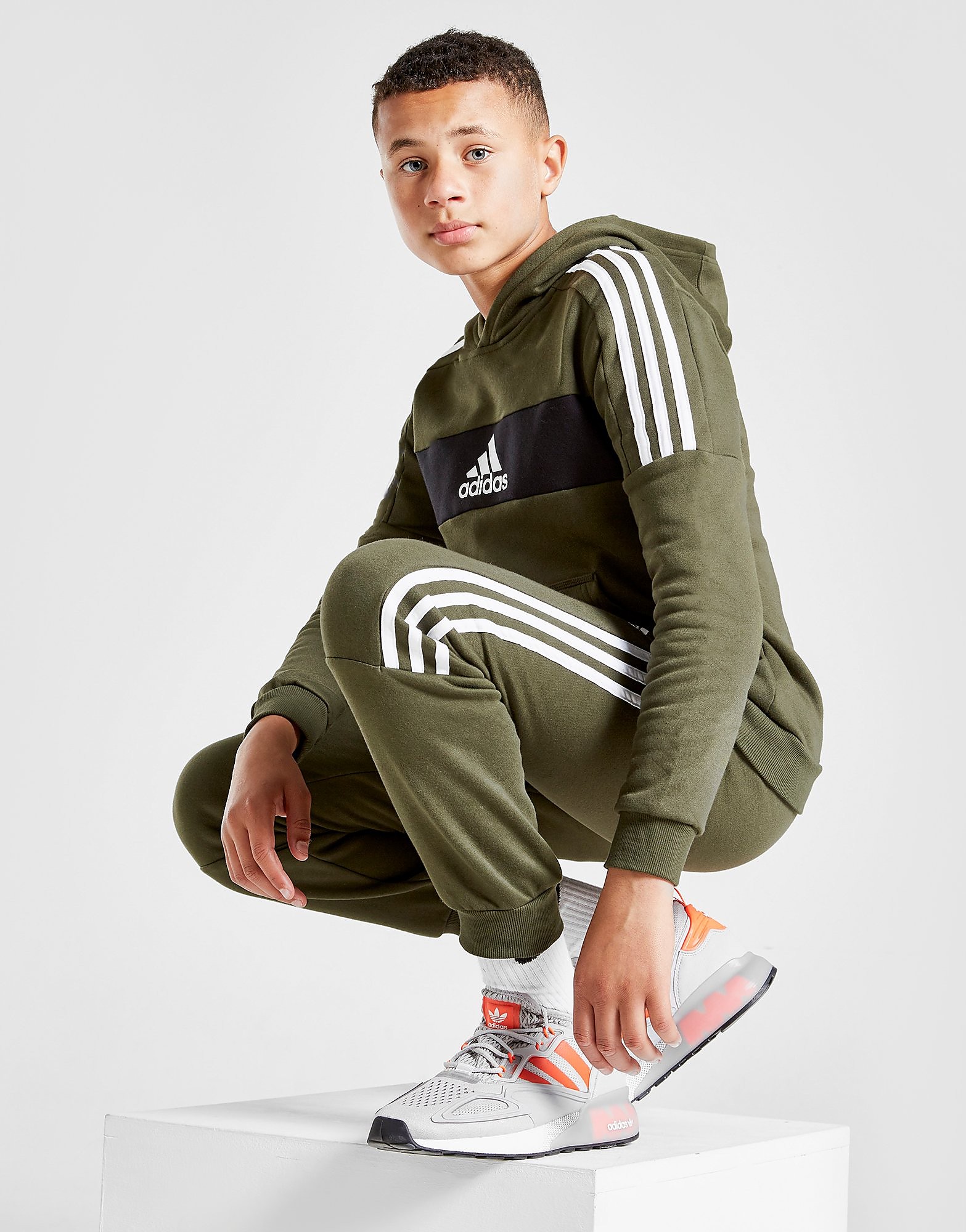 

adidas Badge of Sport Fleece Tracksuit Junior - Green - Kids, Green