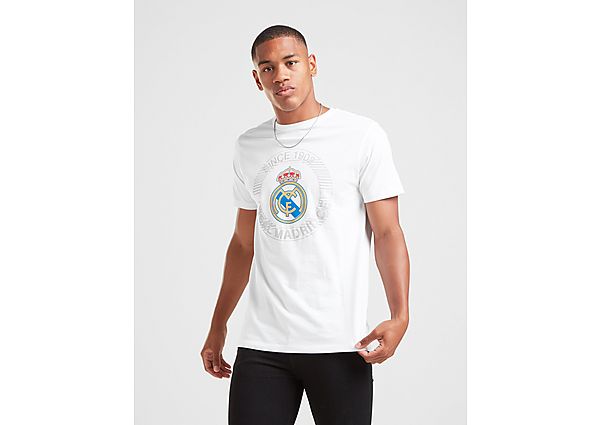 Official Team T-Shirt Real Madrid Crest Manches Courtes Homme - White, White