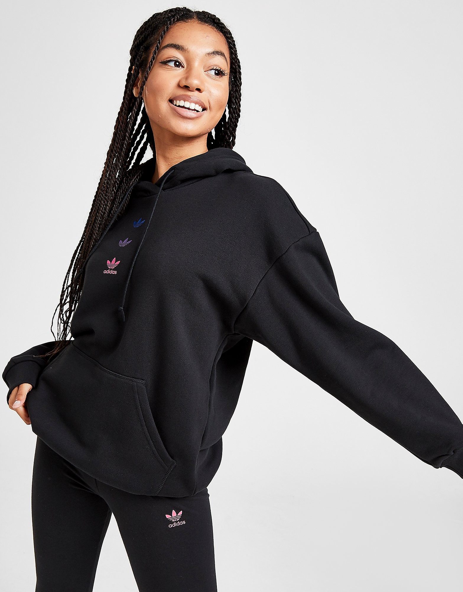 

adidas Originals Repeat Iridescent Trefoil Overhead Hoodie - Only at JD - BLACK/Pink, BLACK/Pink