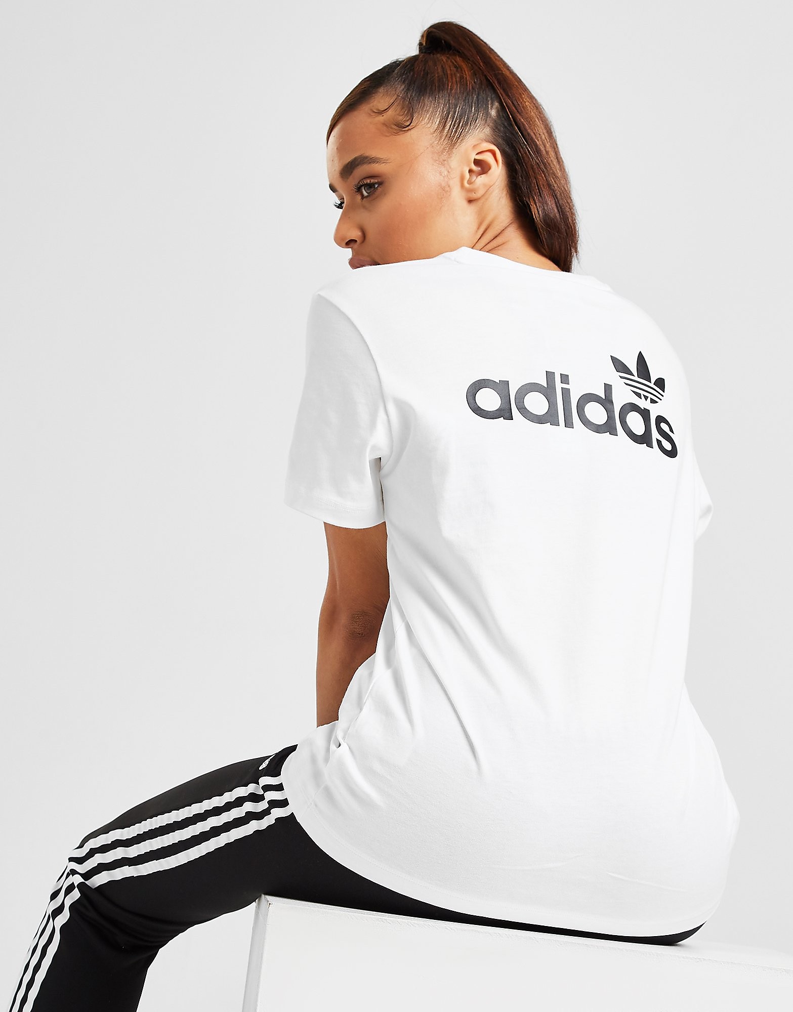 

adidas Originals Linear Boyfriend T-Shirt - Only at JD - White/Black - Womens, White/Black