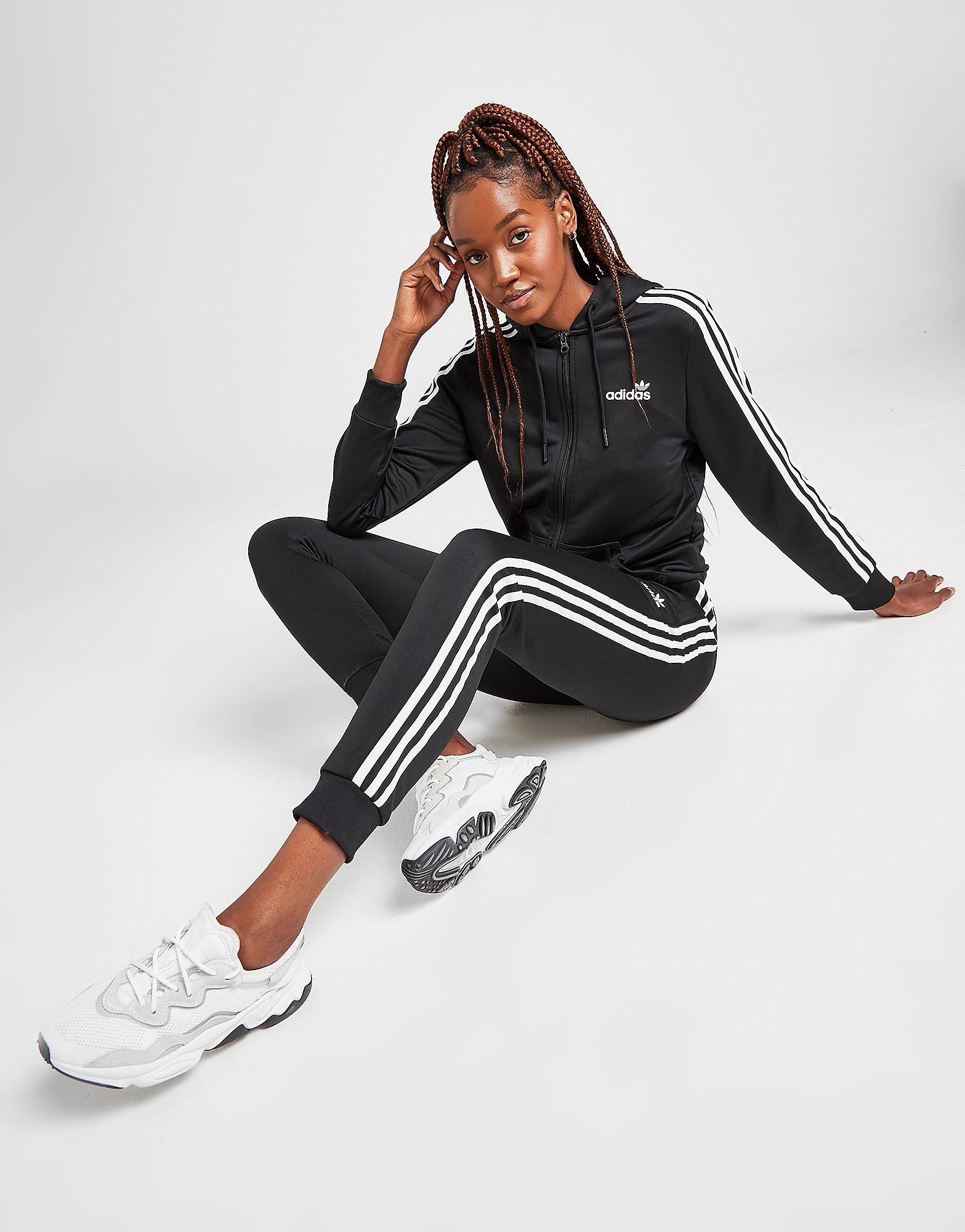 

adidas Originals 3-Stripes Linear Poly Pants - Only at JD - Black/White, Black/White