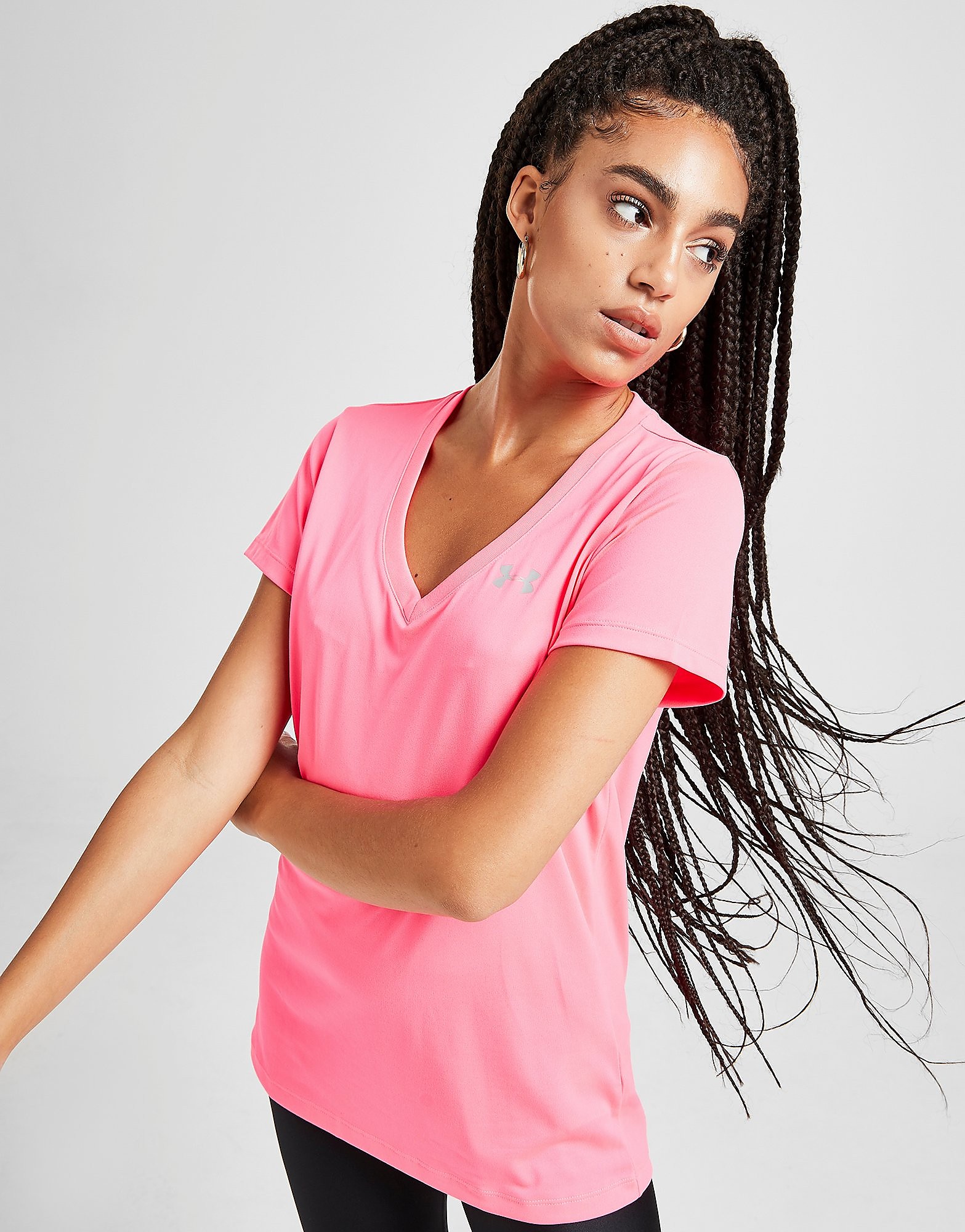 

Under Armour Tech V-Neck T-Shirt - Cerise/Silver - Womens, Cerise/Silver