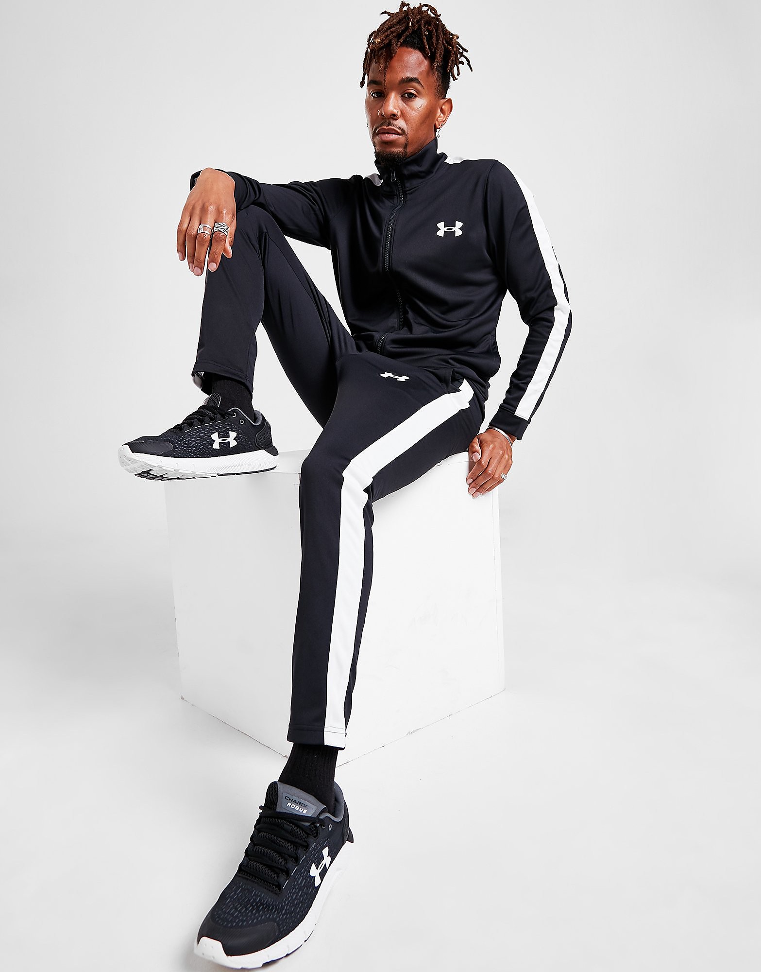 

Under Armour Poly Tracksuit - Black/White - Mens, Black/White