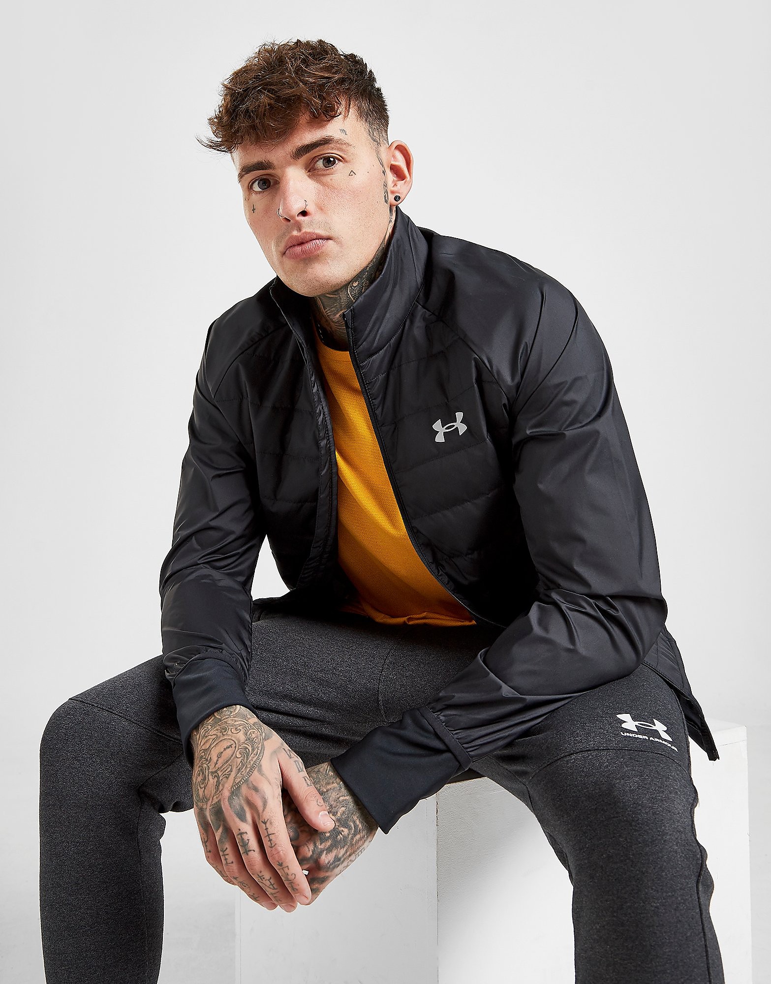 

Under Armour Hybrid Run Jacket - Black - Mens, Black