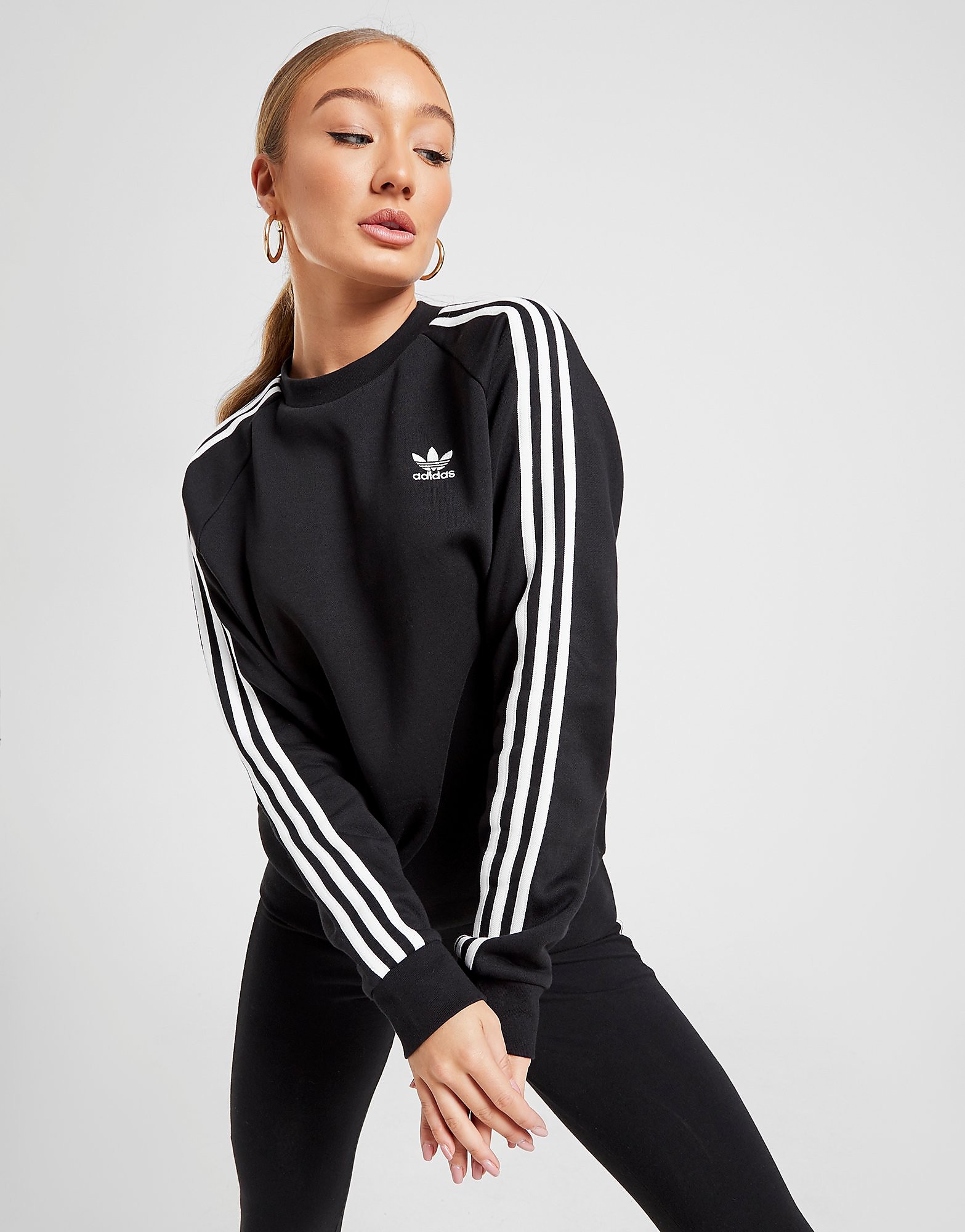 

adidas Originals Cali Crew Sweatshirt - Black/White - Womens, Black/White