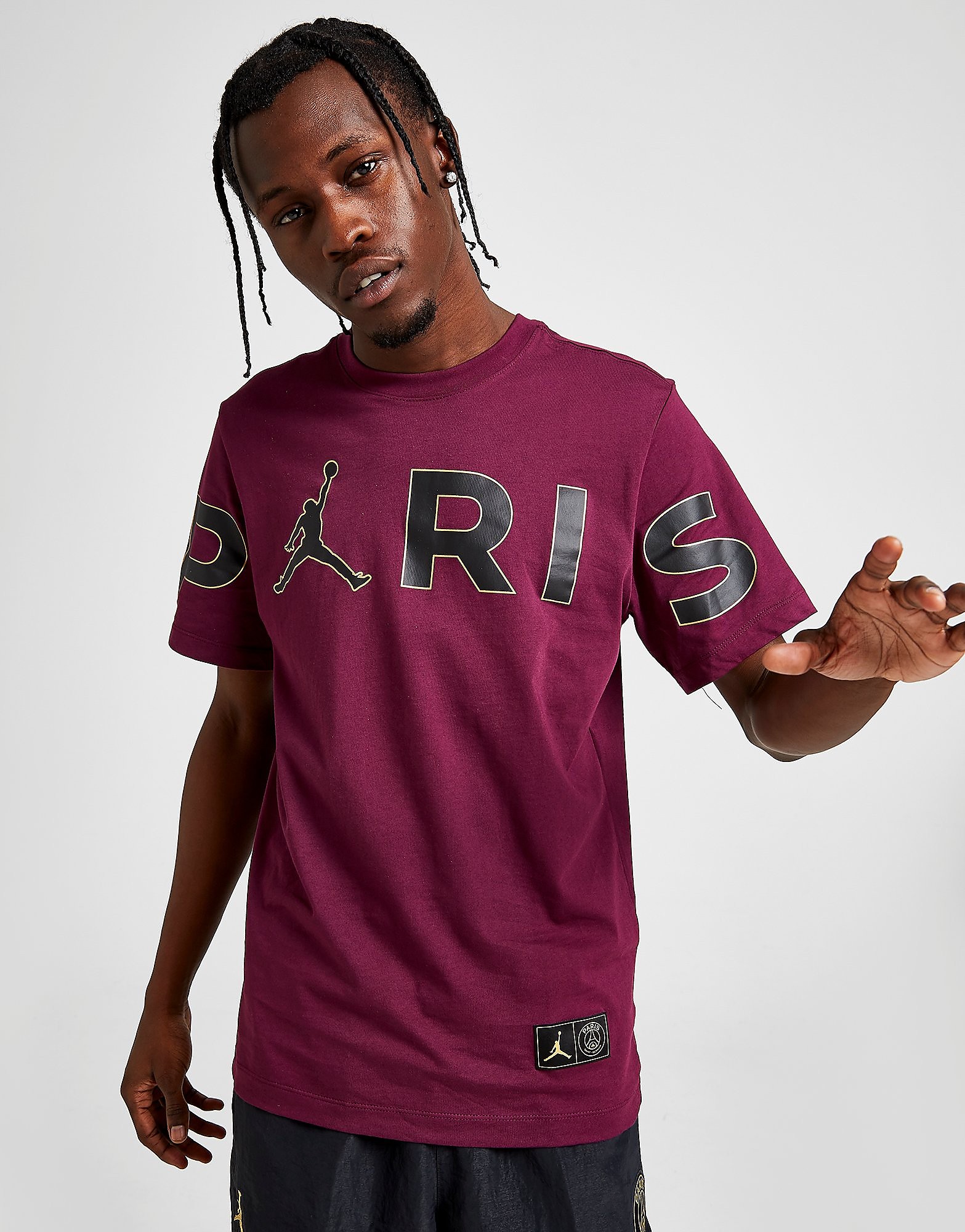 

Jordan Paris Saint Germain Wordmark T-Shirt - Purple/Black - Mens, Purple/Black