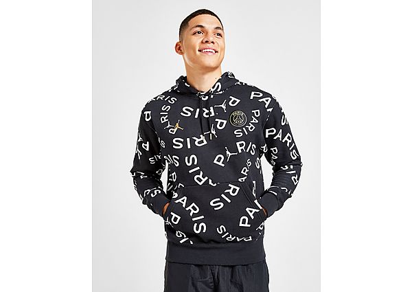 Jordan Sweat à capuche Paris Saint-Germain All Over Print Fleece Homme - Black/Metallic Gold, Black/
